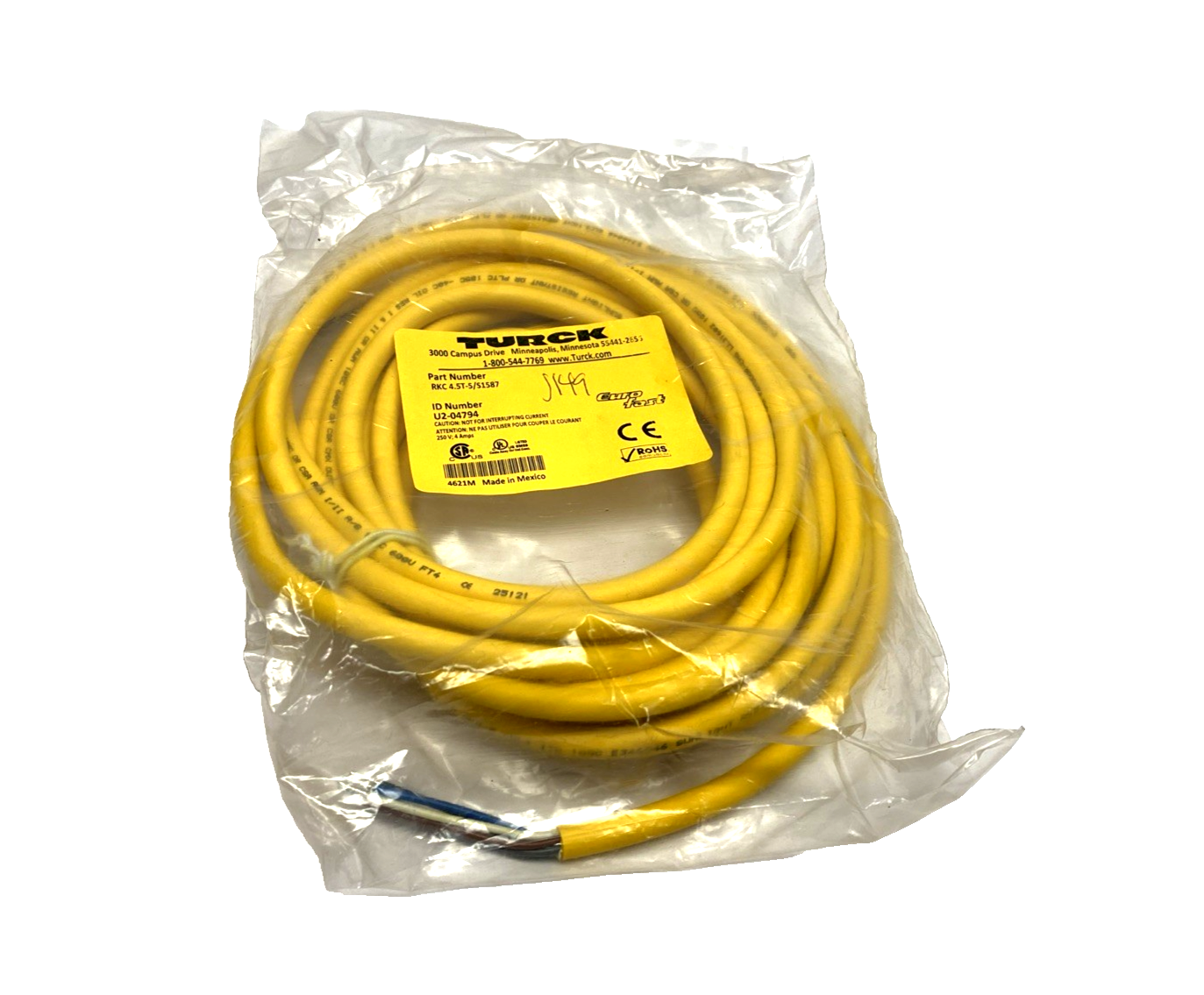 Turck RKC 4.5T-5/S1587 Actuator & Sensor Cable M12 Female 5-Pin 5m U2-04794 - Maverick Industrial Sales