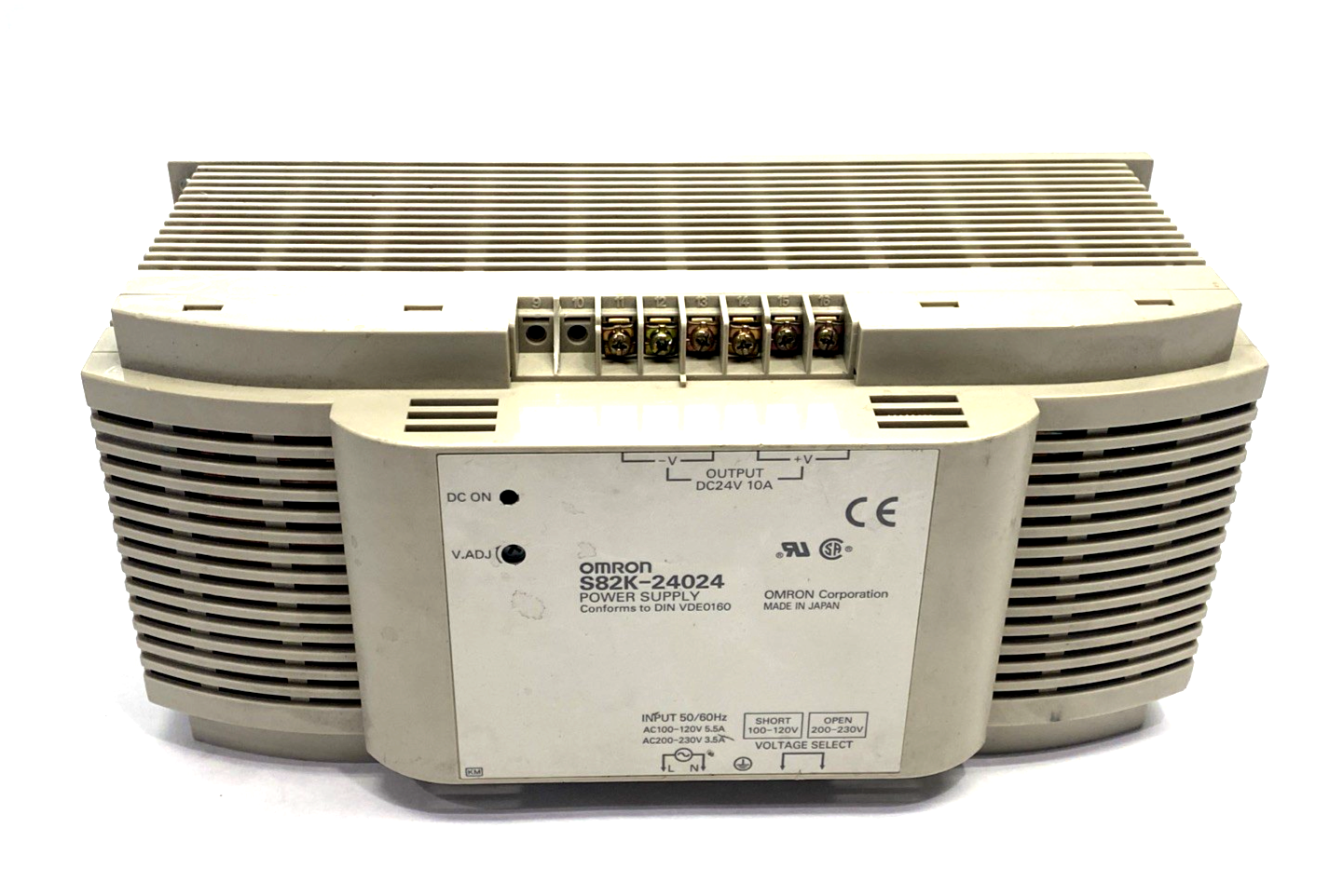 S82K-24024 | Omron Power Supply 120VAC 5.5A 230VAC 3.5A 24VDC 10A - Used - Maverick Industrial Sales
