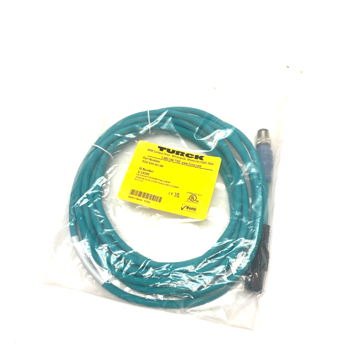 Turck RSSD RJ45 441-4M Double Ended Ethernet Connection Cordset U-19109 - Maverick Industrial Sales