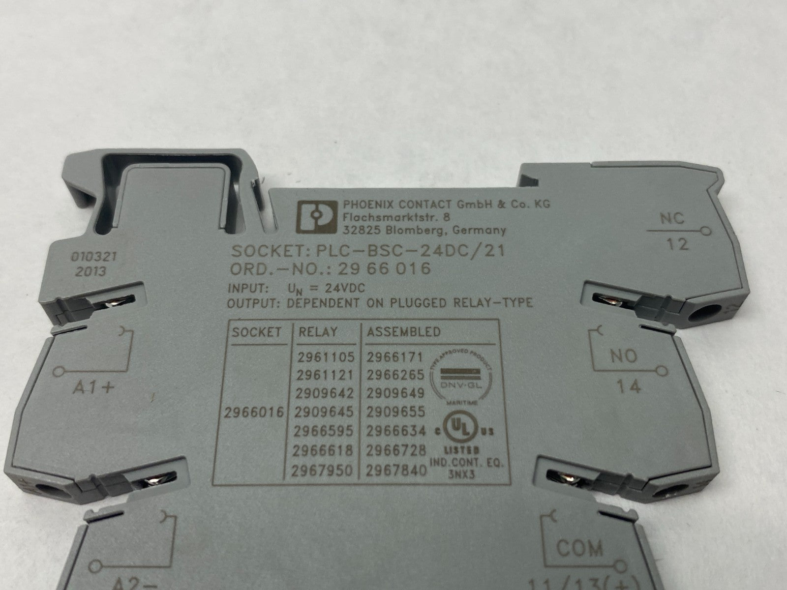 Phoenix Contact PLC-BSC-24DC/21 Plug-In Socket Base 2966015 w/ 2966595 Relay - Maverick Industrial Sales