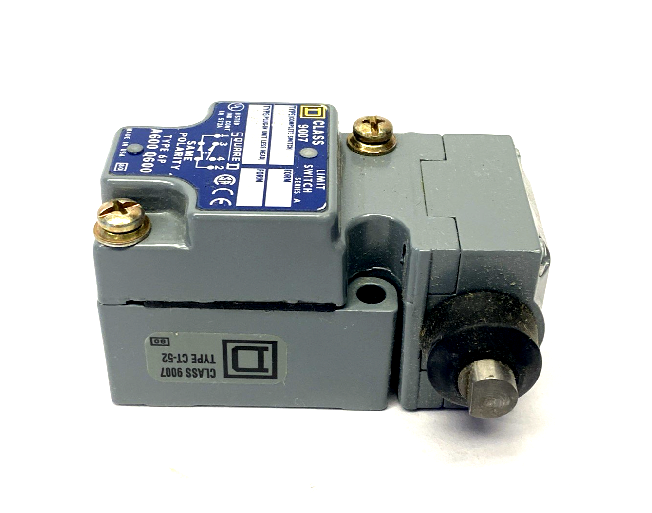 9007 C52G | Square D Type 6P A600 Q600 Snap Action Limit Switch 600V 10A - New - Maverick Industrial Sales