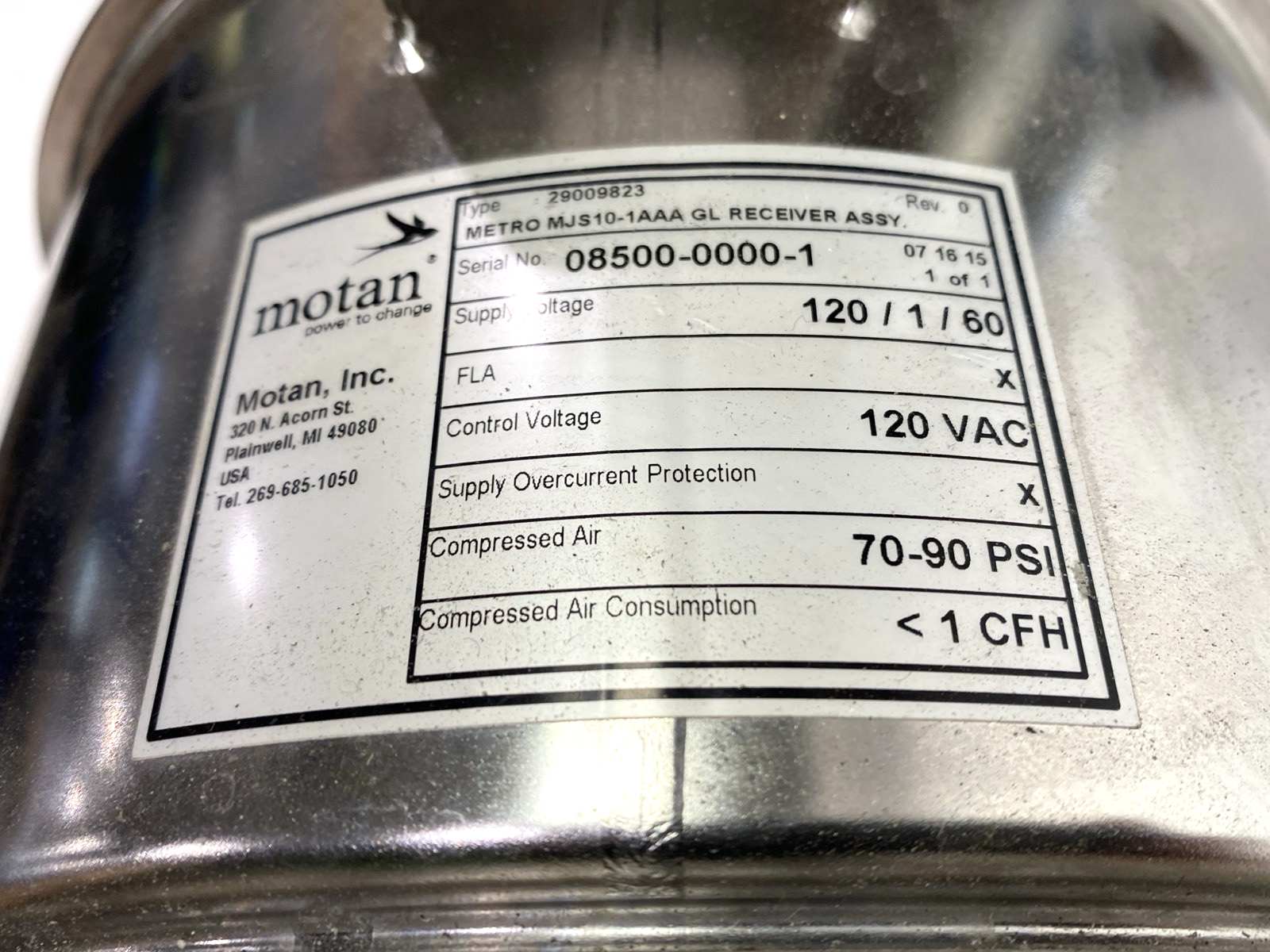 Motan MJS10-1AAA Metro Vacuum Receiver Assembly 29009823 NO CONTROL MODULE & LID - Maverick Industrial Sales
