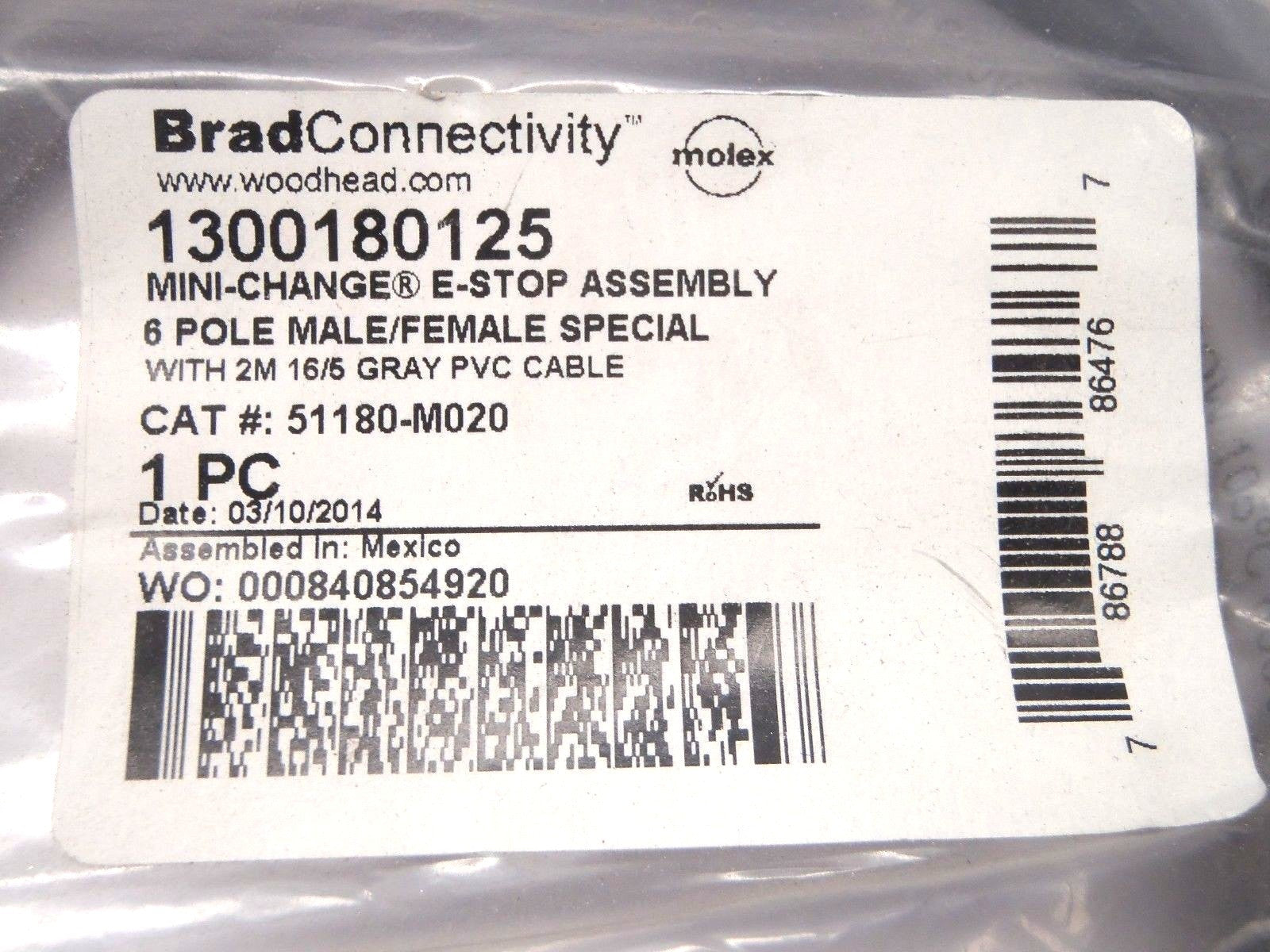 Woodhead BradConnectivity 1300180125 Mini-Change E-Stop Assy. 6 Pole M/F 2M - Maverick Industrial Sales