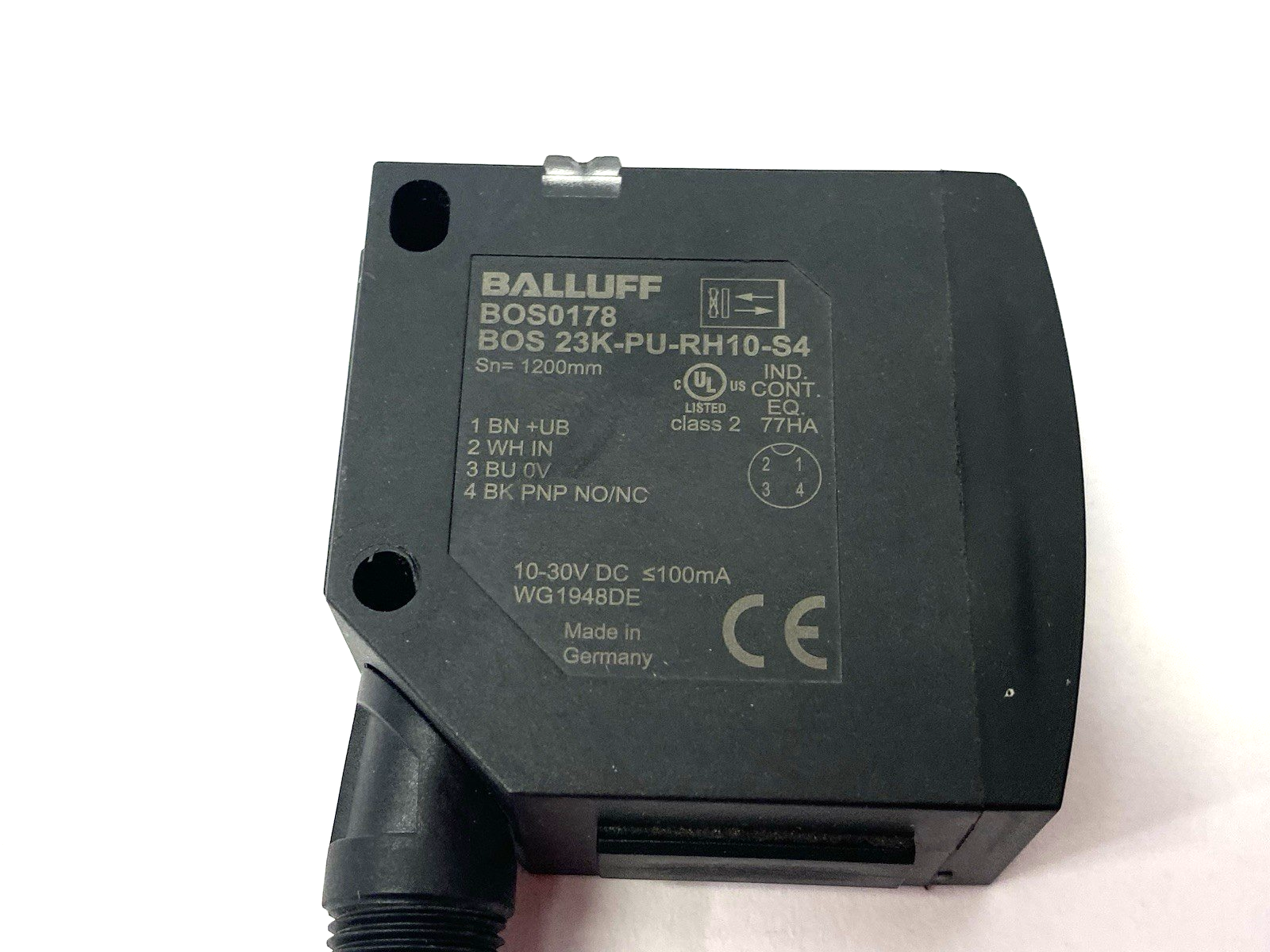 BOS0178 | Balluff Cubic Diffuse Sensor, Diff. types of Light, BOS 23K-PU-RH10-S4 - Used - Maverick Industrial Sales