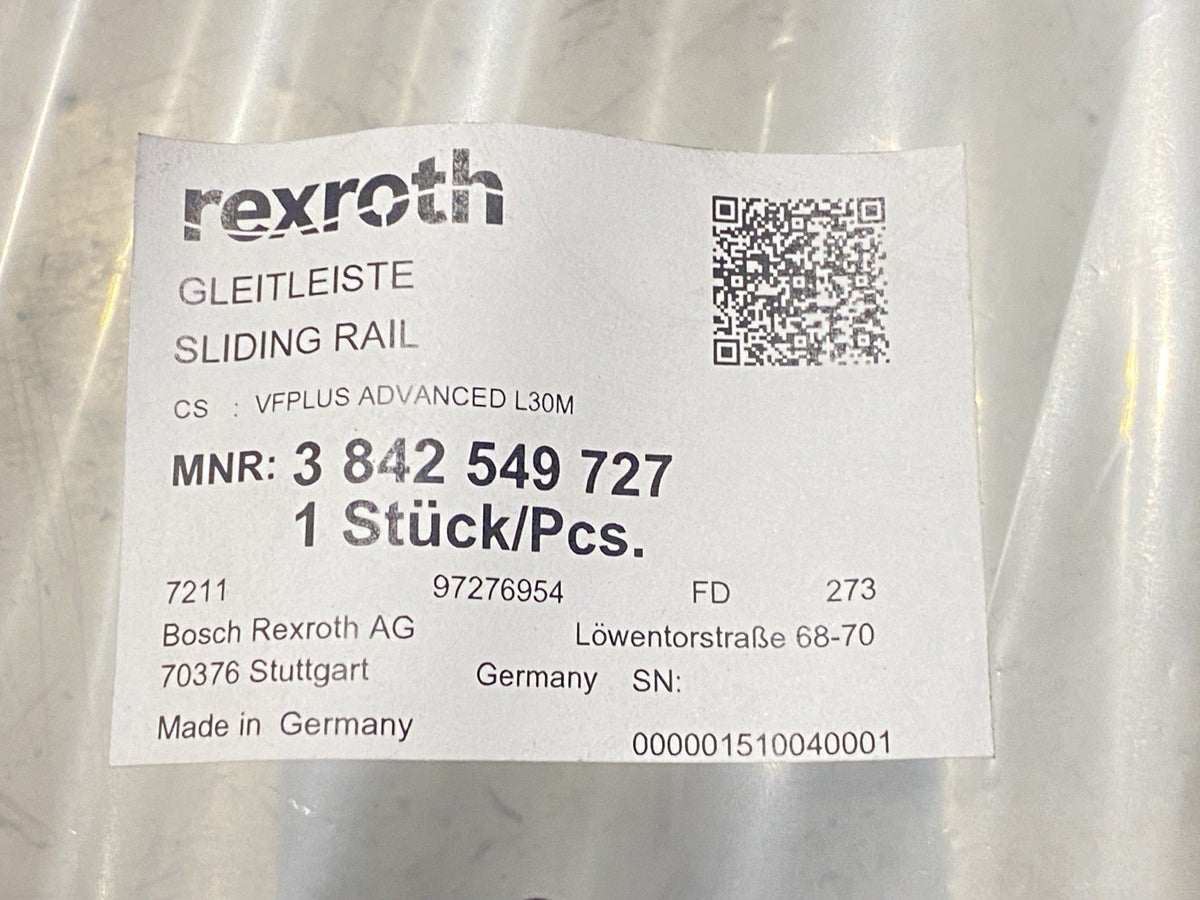 3 842 549 727 | Bosch Rexroth 3842549727 Sliding Rail VFPLUS Advanced 30m - New - Maverick Industrial Sales