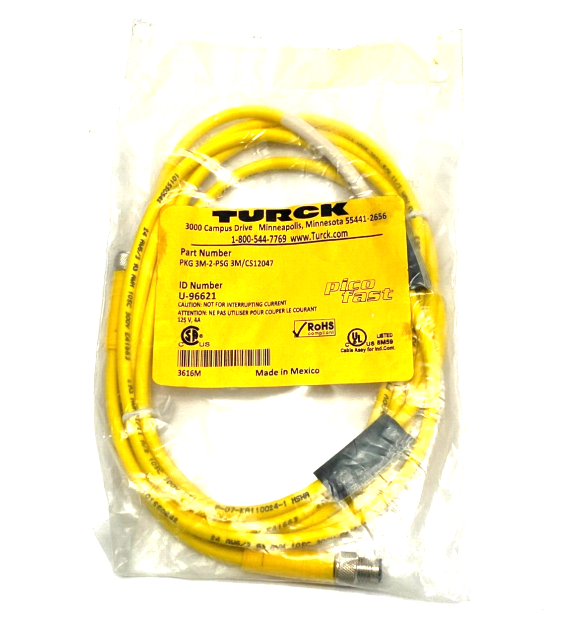 Turck PKG 3M-2-PSG 3M/CS12047 Picofast Double Ended Cordset U-96621 - Maverick Industrial Sales
