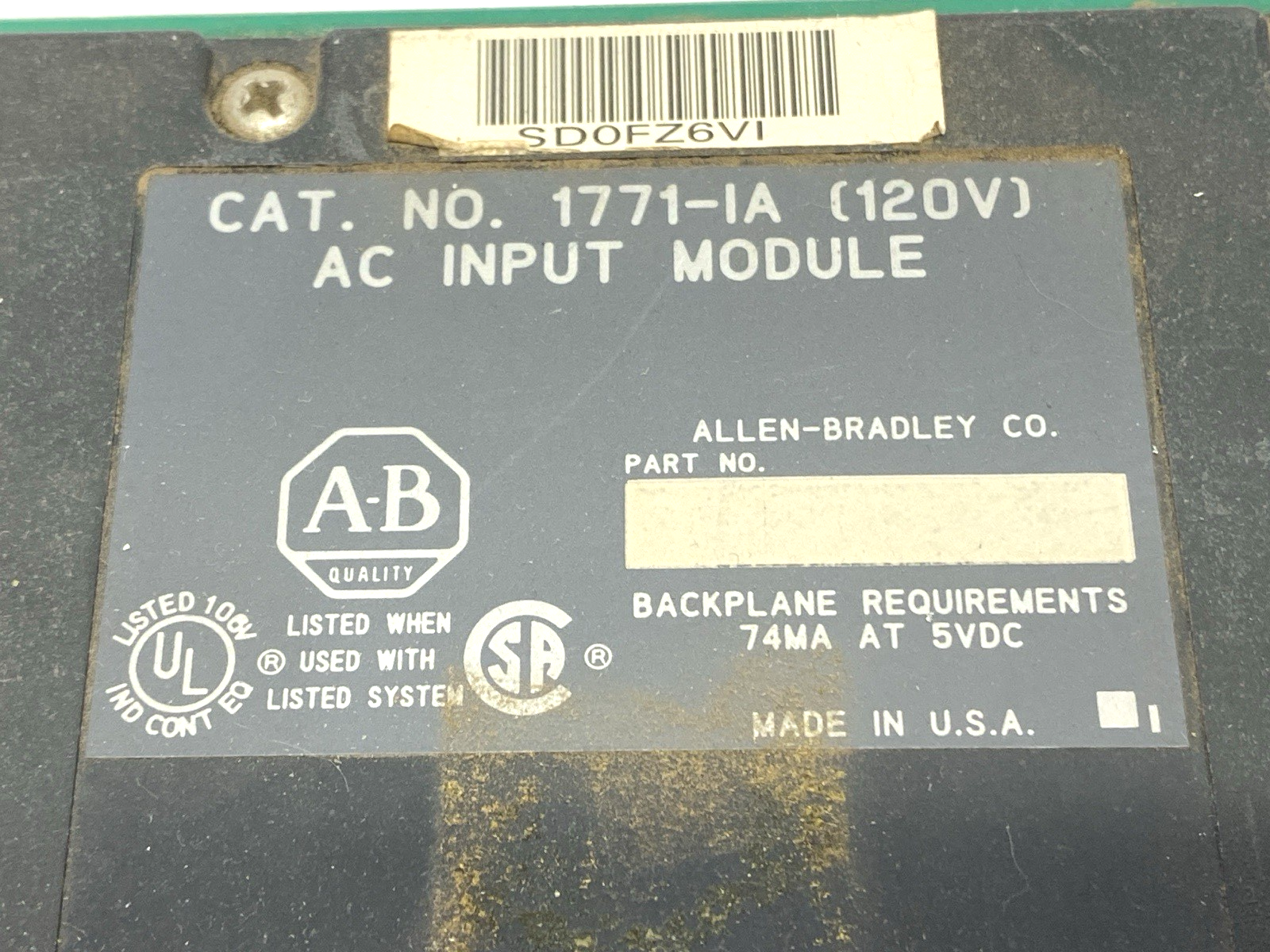 Allen Bradley 1771-IA AC Input Module 120V - Used - Maverick Industrial Sales