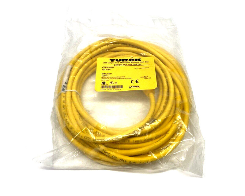 Turck RSM 40-8M Single-End Cordset 7/8" Male Straight 4-Pin 8m U2086-1 - Maverick Industrial Sales