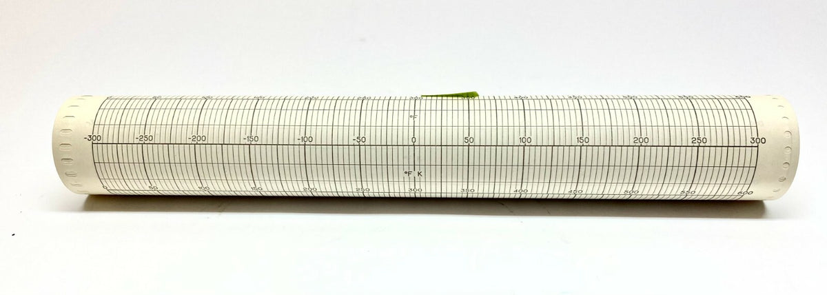 Westronics CT112528 Strip Chart Paper 12-3/8" x 100 FT Roll -300-600 Degree - Maverick Industrial Sales