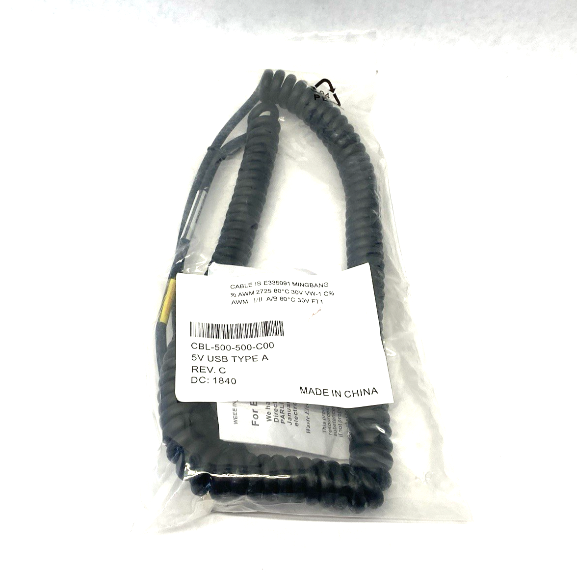 CBL-500-500-C00 | Honeywell USB-A Coiled Type Connection Cable - New – Open box - Maverick Industrial Sales