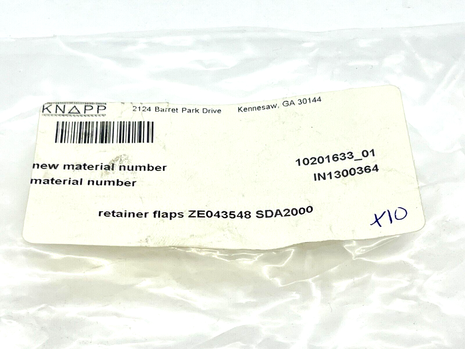 Knapp 10201633_01 Retainer Flaps ZE043548 SDA2000 IN1300364 LOT OF 10 - Maverick Industrial Sales