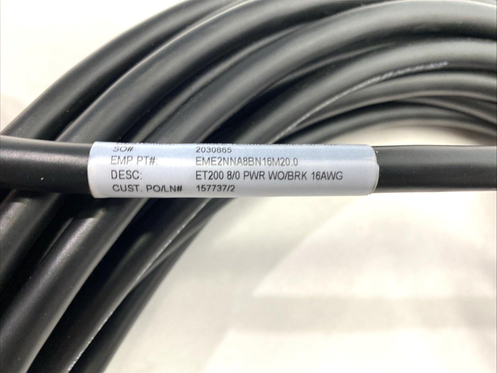 Electro-Magnetic Integrated EME2NNA8BN16M20.0 Single-End Connector Cordset 16AWG - Maverick Industrial Sales
