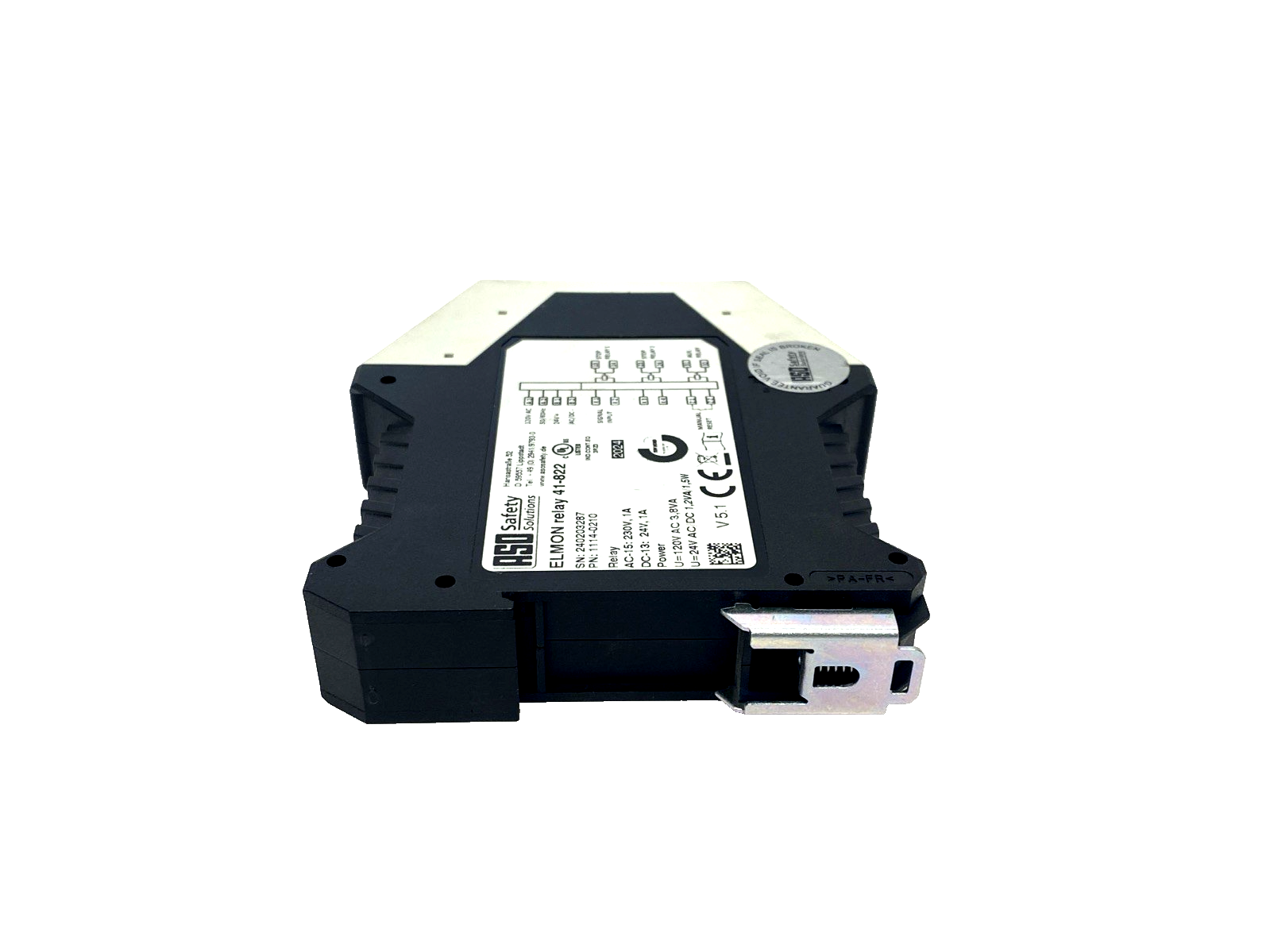 ASO Safety 1114-0210 ELMON Relay 41-822, Safety Relay 1A 24V AC/DC 120VAC - Maverick Industrial Sales