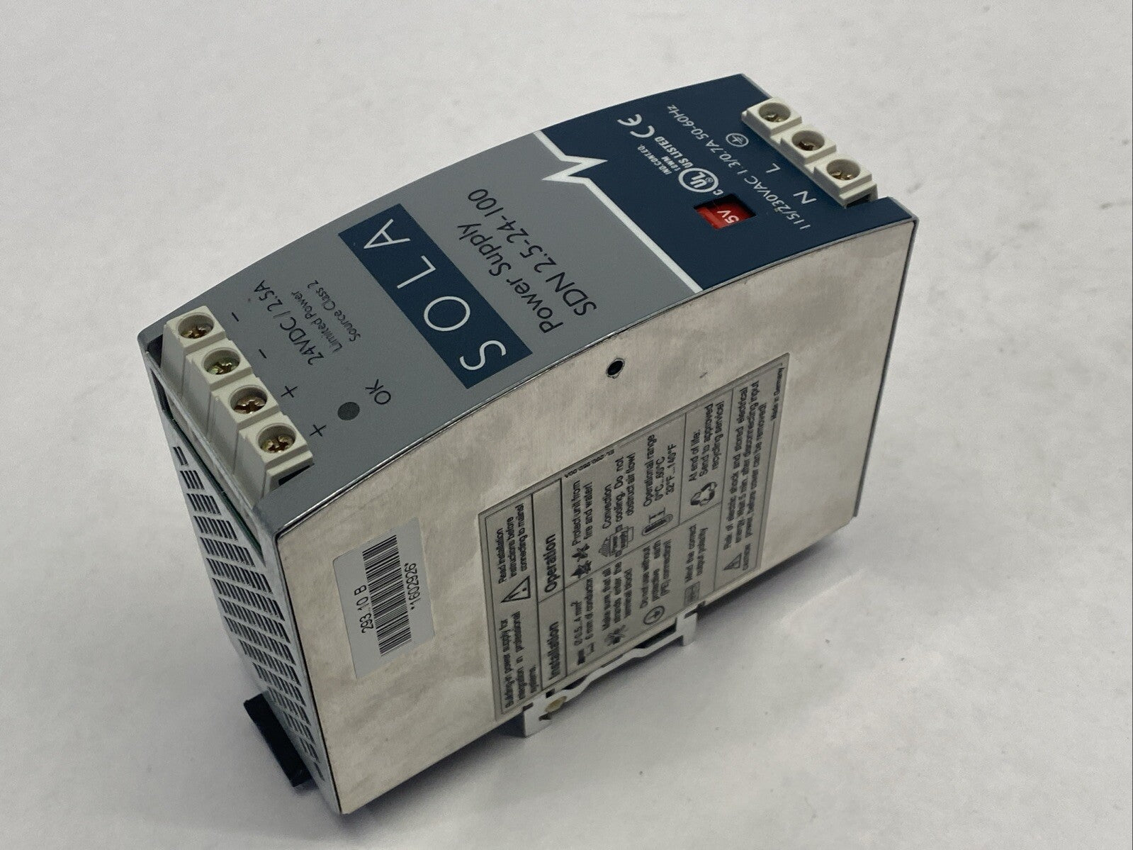 Sola SDN 2.5-24-100 Power Supply 115/230VAC 24VDC 2.5A - Maverick Industrial Sales