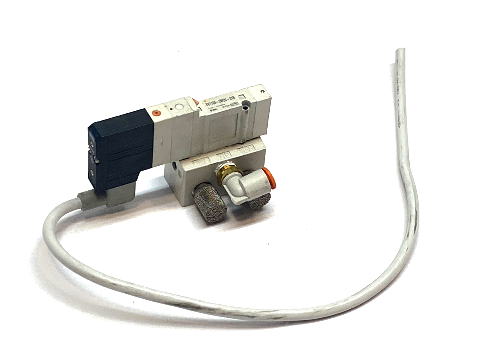 SV1100-5W2U-01N | SMC 5‑Port Solenoid Valve 2‑Position Single 24VDC MISSING SCREW - Used - Maverick Industrial Sales