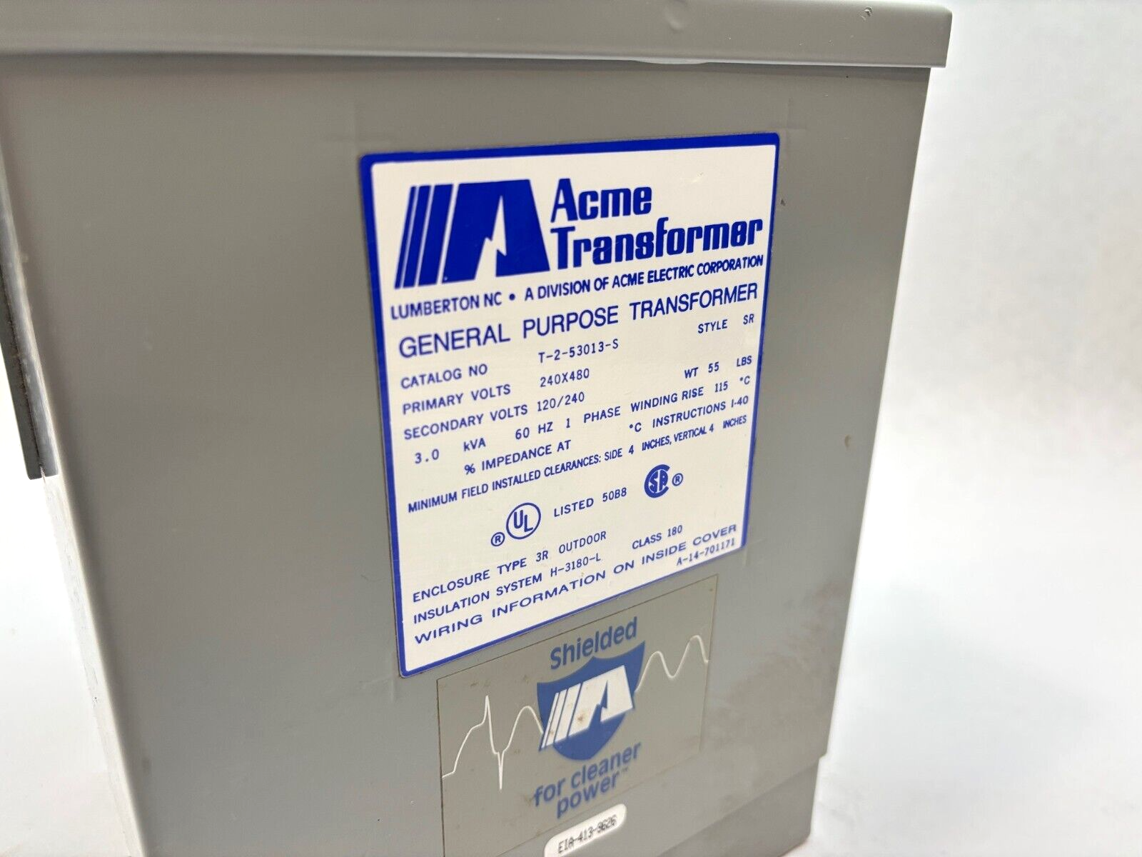 Acme Transformer T-2-53013-S Transformer 3 KVA Primary 240x480 Secondary 120/240 - Maverick Industrial Sales