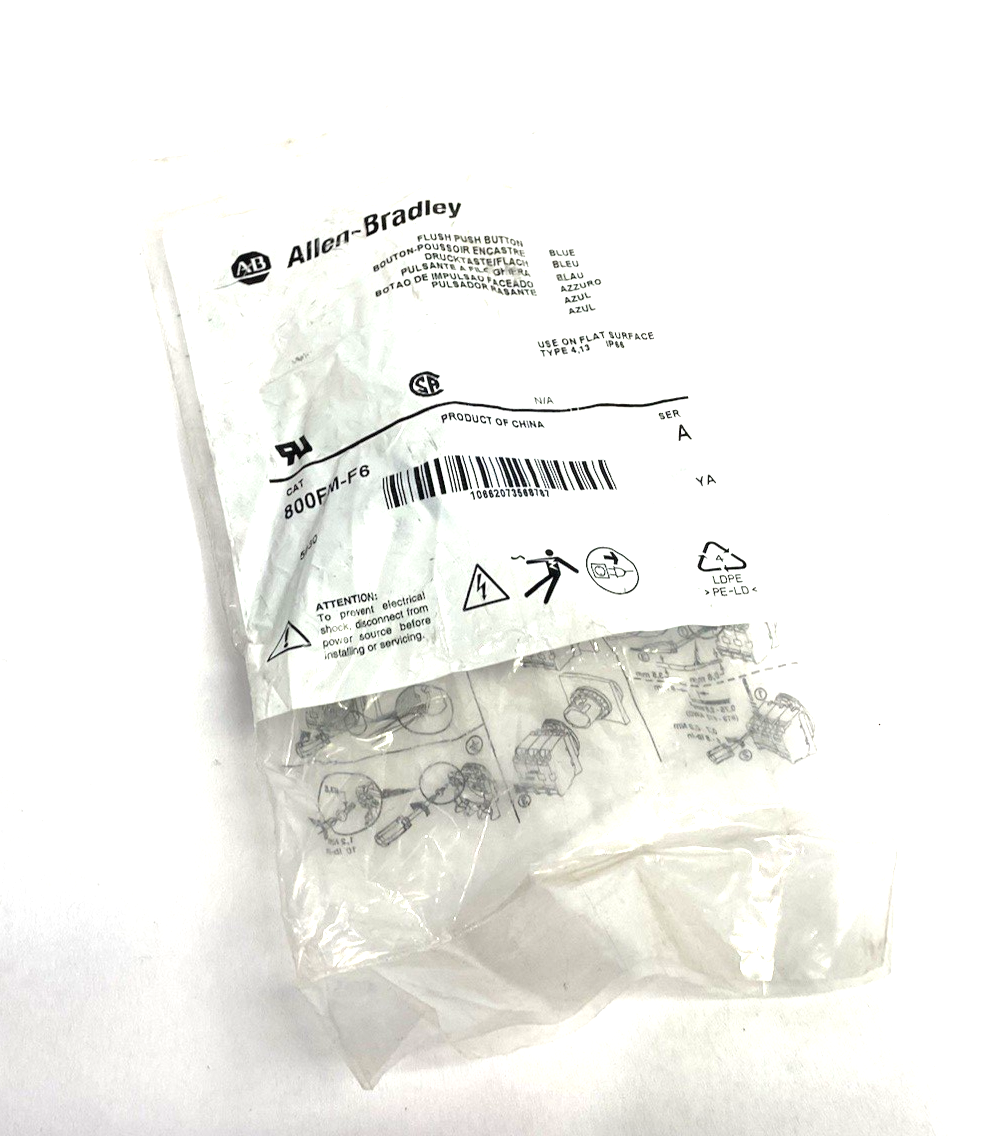 800FM-F6 | Allen Bradley Ser. A Illuminated Pushbutton Blue, Flush, Metal Bezel - New - Maverick Industrial Sales