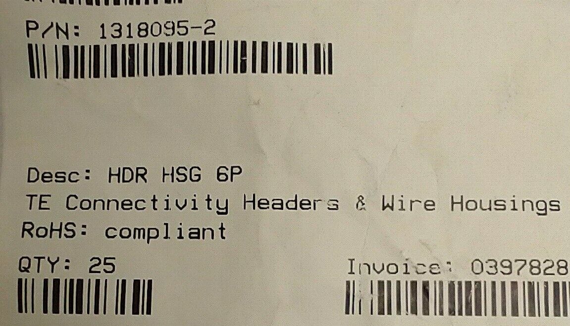 TE Connectivity 1318095-2 Dynamic 3000 Series Housing/Receptacle LOT OF 25 - Maverick Industrial Sales