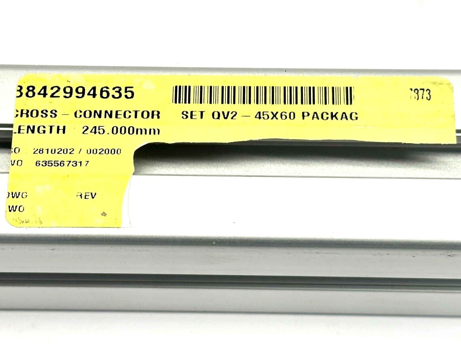 Bosch Rexroth 3842994635 Cross Connector QV2 45X60 245mm LOT OF 2 - Maverick Industrial Sales