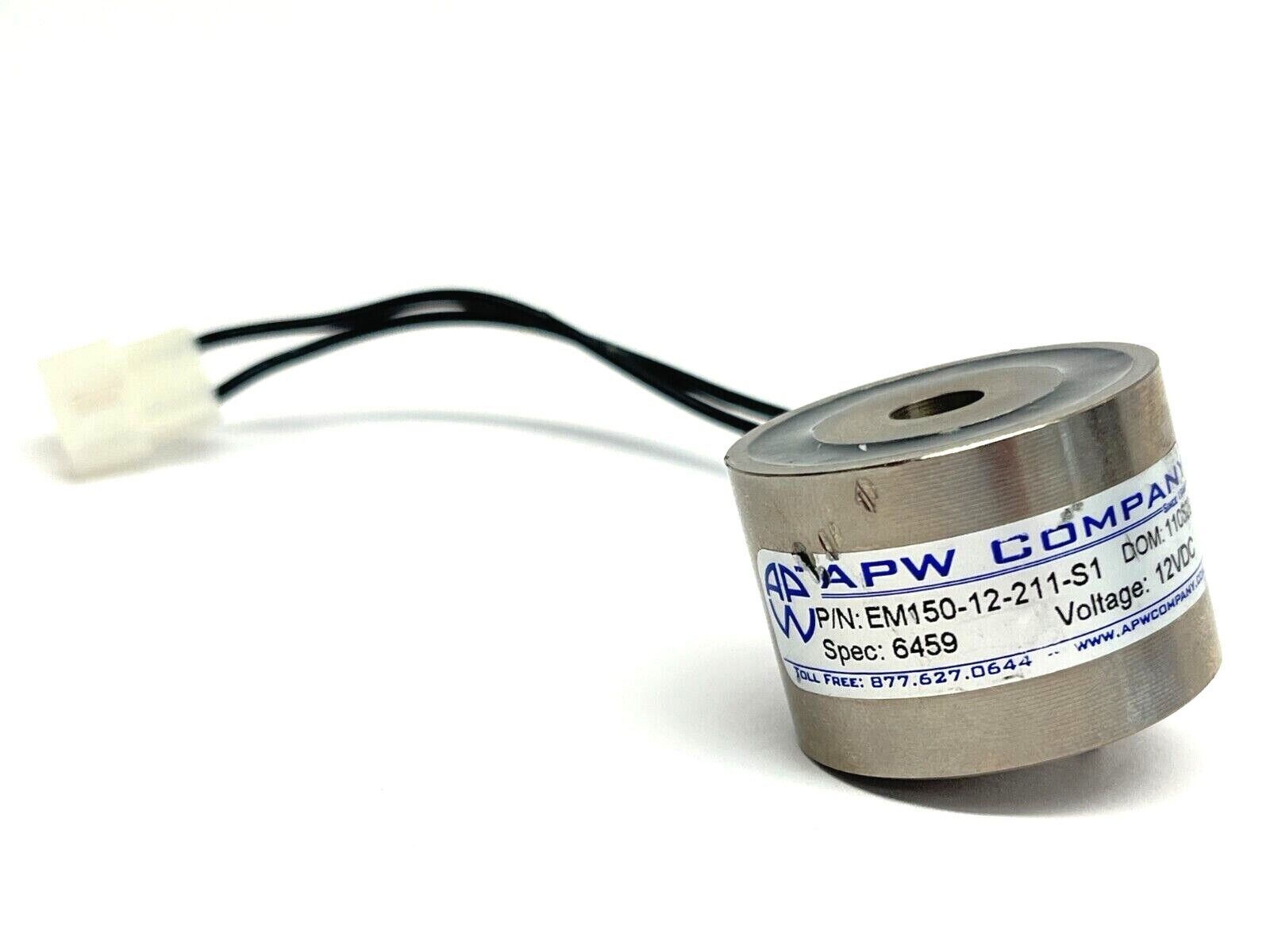 APW Company EM150-12-211-S1 Round Electromagnet 1-1/2" Diameter 88lb Holding - Used - Maverick Industrial Sales