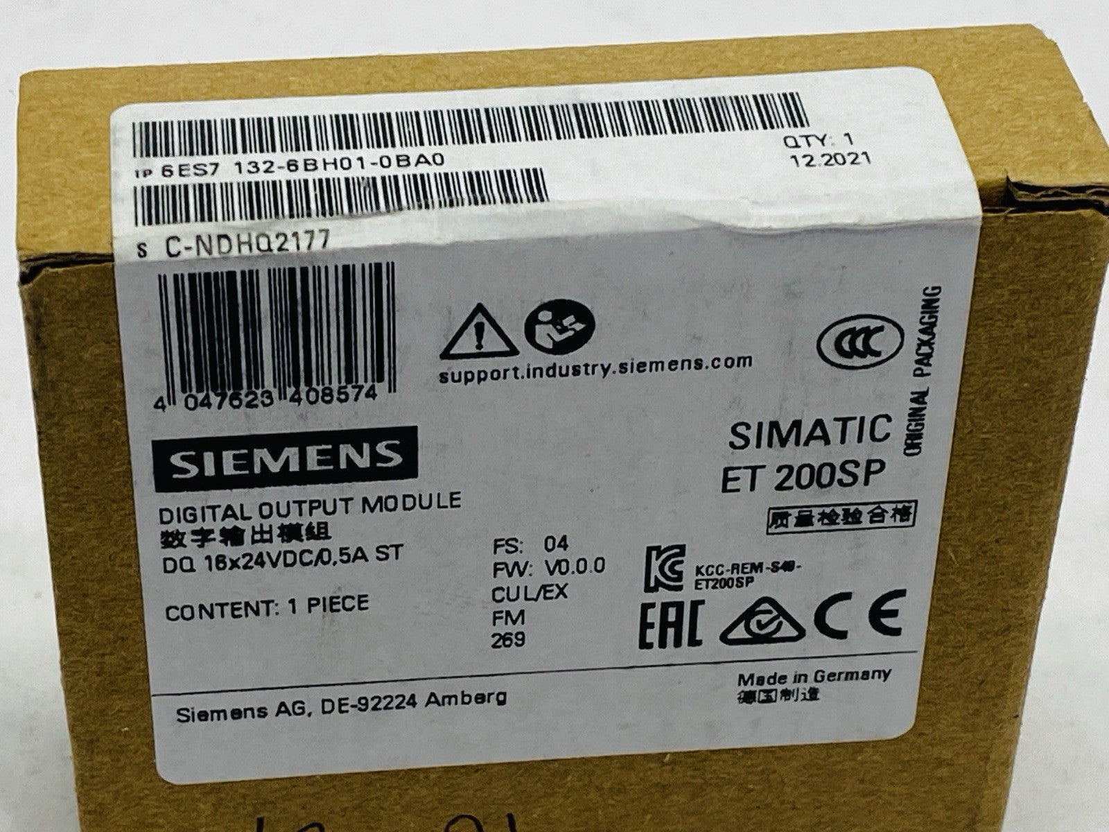 Siemens 6ES7 132-6BH01-0BA0 SIMATIC ET 200SP Digital Output Module DQ 16x 24VDC - Maverick Industrial Sales