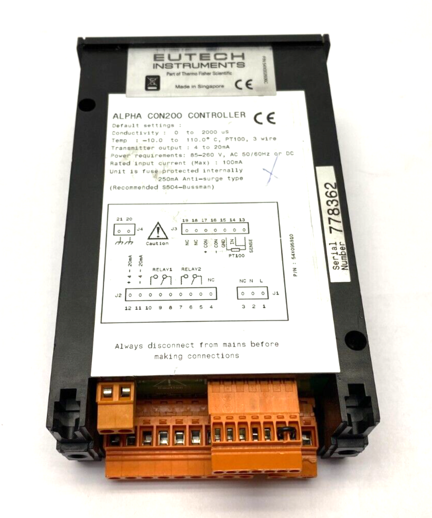 Eutech 54X002606C Alpha Con200 Controller 4-20mA - Maverick Industrial Sales