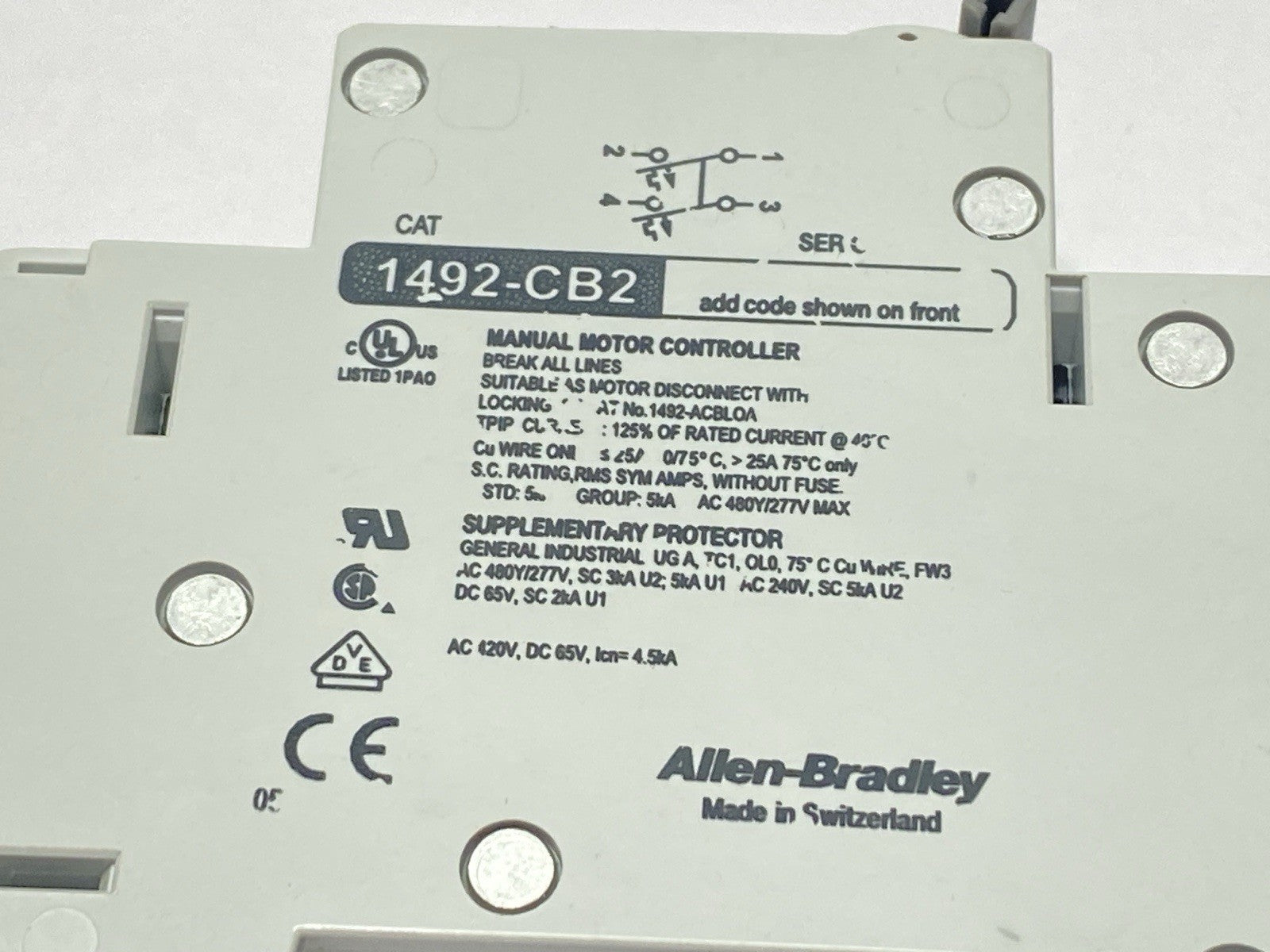 Allen Bradley 1492-CB2G050 Circuit Breaker 2-Pole 5A 480Y/277V 1.5HP LOT OF 2 - Maverick Industrial Sales