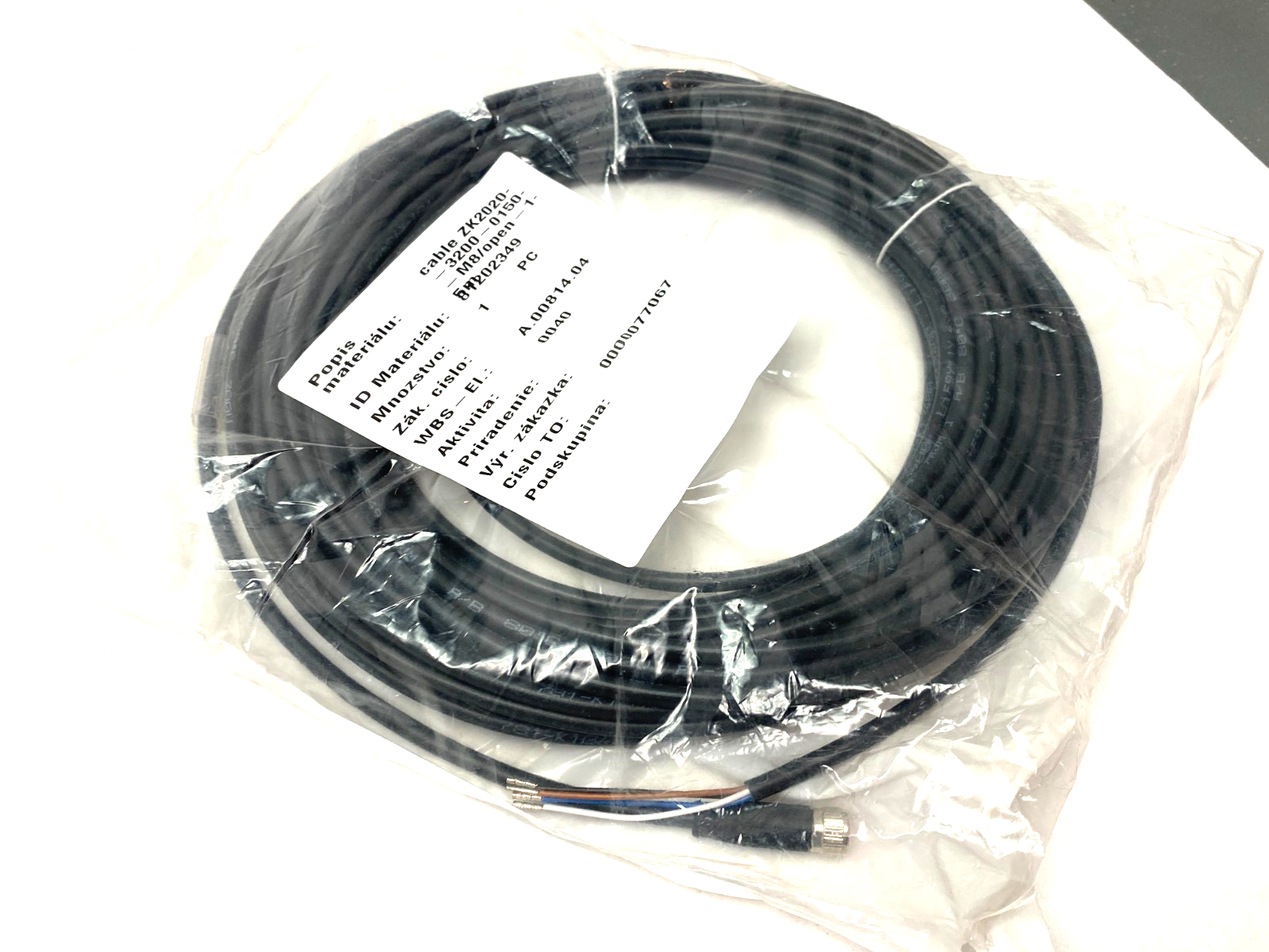 Beckhoff ZK2020-3200-0150 Single Ended Power Cable M8 Straight 4-Pin 15m 075615 - Maverick Industrial Sales