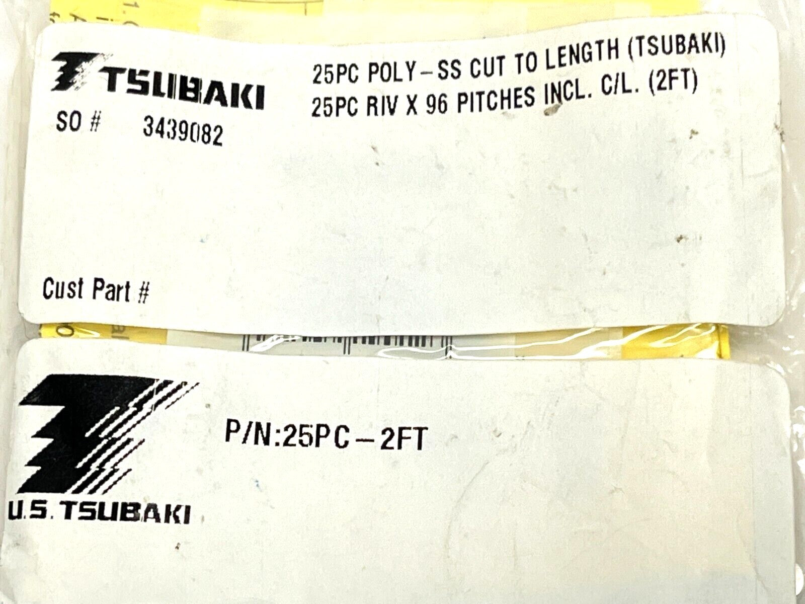 Tsubaki 25PC-2FT 25(PC) Poly-SS Chain 98 PIT INCL C/L - Maverick Industrial Sales