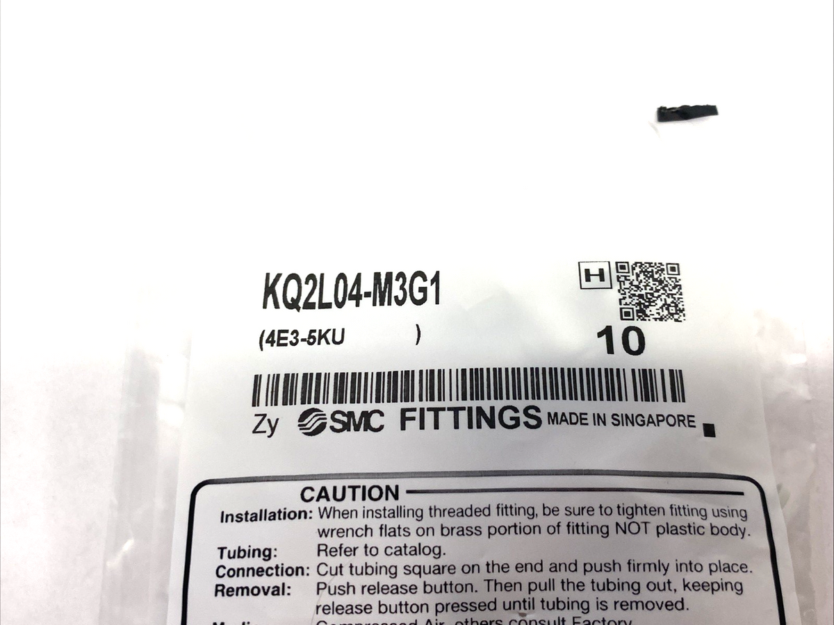 KQ2L04-M3G1 | SMC Pneumatic One-Touch Male Elbow Fitting, 4mm Tube OD, 10-PACK - New - Maverick Industrial Sales