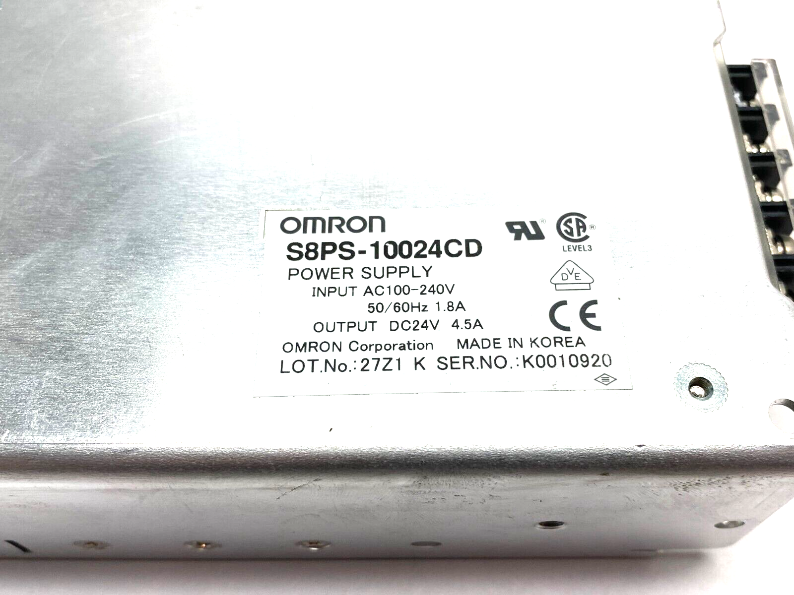 Omron S8PS-10024CD Power Supply DIN Mount AC100-240V 50/60Hz 1.8A Input - Maverick Industrial Sales