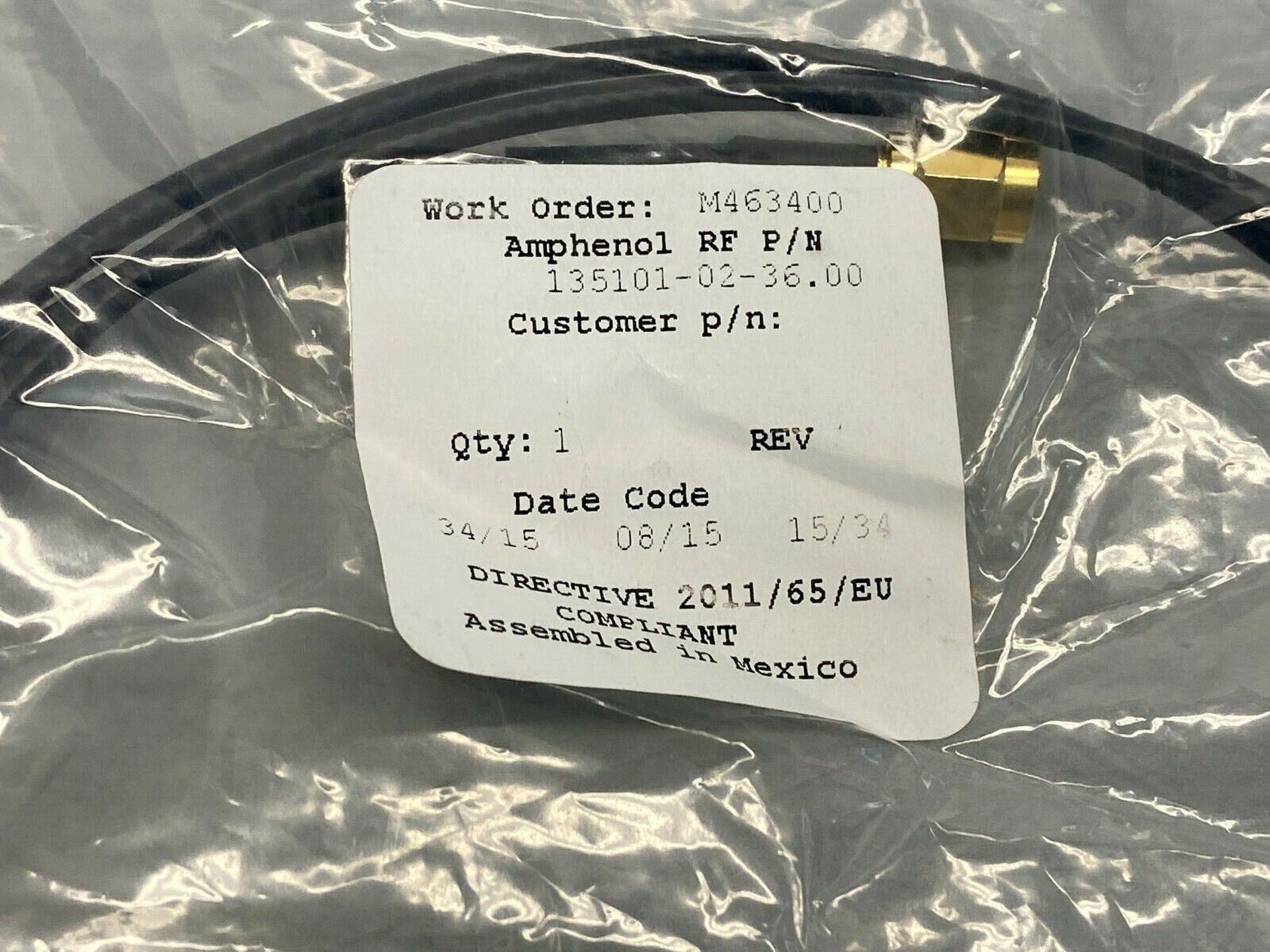 Amphenol 135101-02-36.00 SMA Coaxial Cordset - Maverick Industrial Sales