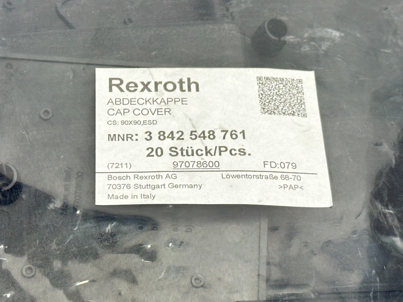 3 842 548 761 | Bosch Rexroth 3842548761 Cap Cover 90x90 PKG OF 20 - New - Maverick Industrial Sales