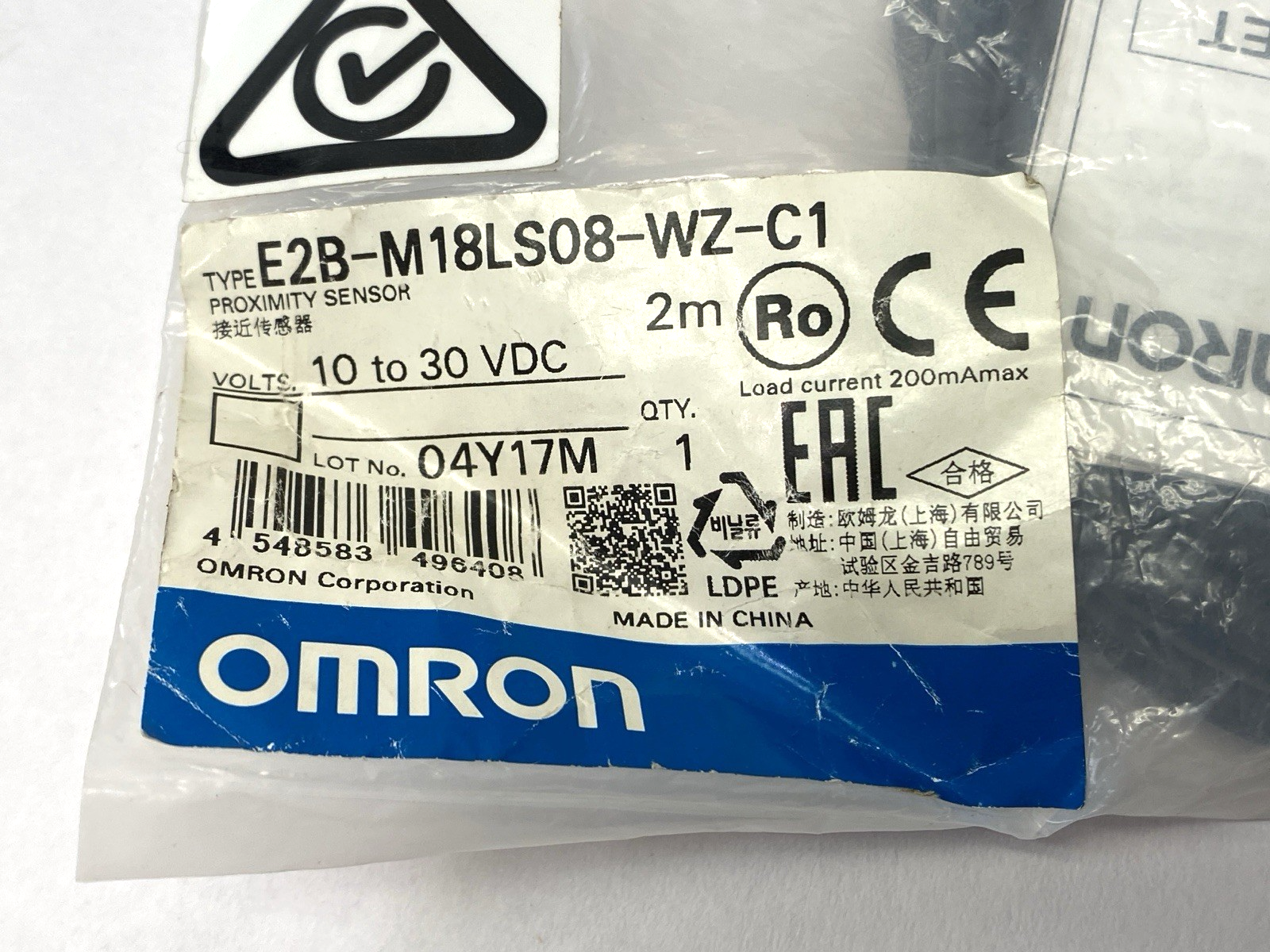 Omron E2B-M18LS08-WZ-C1 Inductive Proximity Sensor 2m 10-30VDC - Maverick Industrial Sales