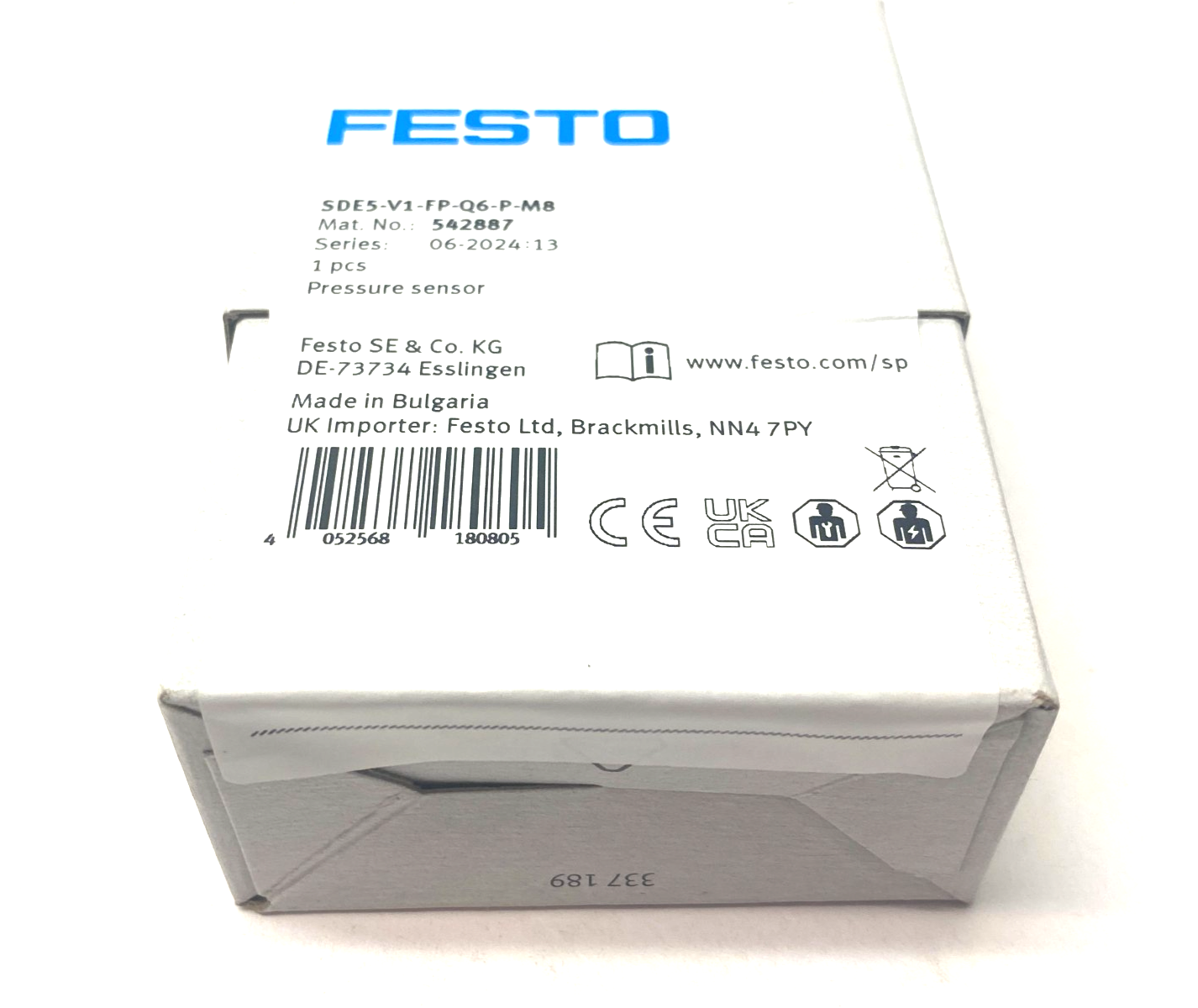 Festo SDE5-V1-FP-Q6-P-M8 Pressure Sensor, Switchable, 0 to -1bar 542887 - Maverick Industrial Sales