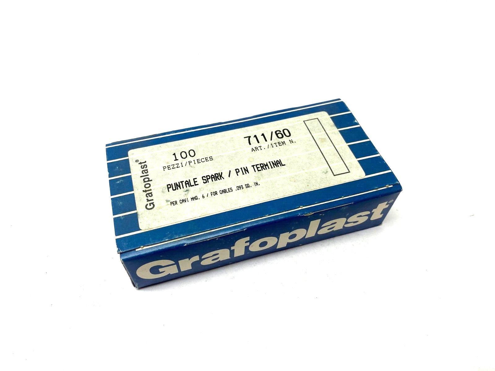 Grafoplast 711/60 17mm Spark Crimp-On Pins for Cable O.D. 6mm BOX OF 100 - Maverick Industrial Sales