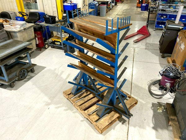 Double Sided Angle 10 Slot Lumber Pipe Material Steel Rack 63-1/2" Long 64" High - Maverick Industrial Sales