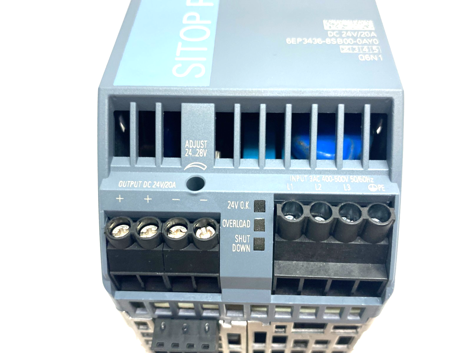 Siemens 6EP3436-8SB00-0AY0 SITOP PSU8200 Power Supply CAPACITOR LOOSE INSIDE - Maverick Industrial Sales