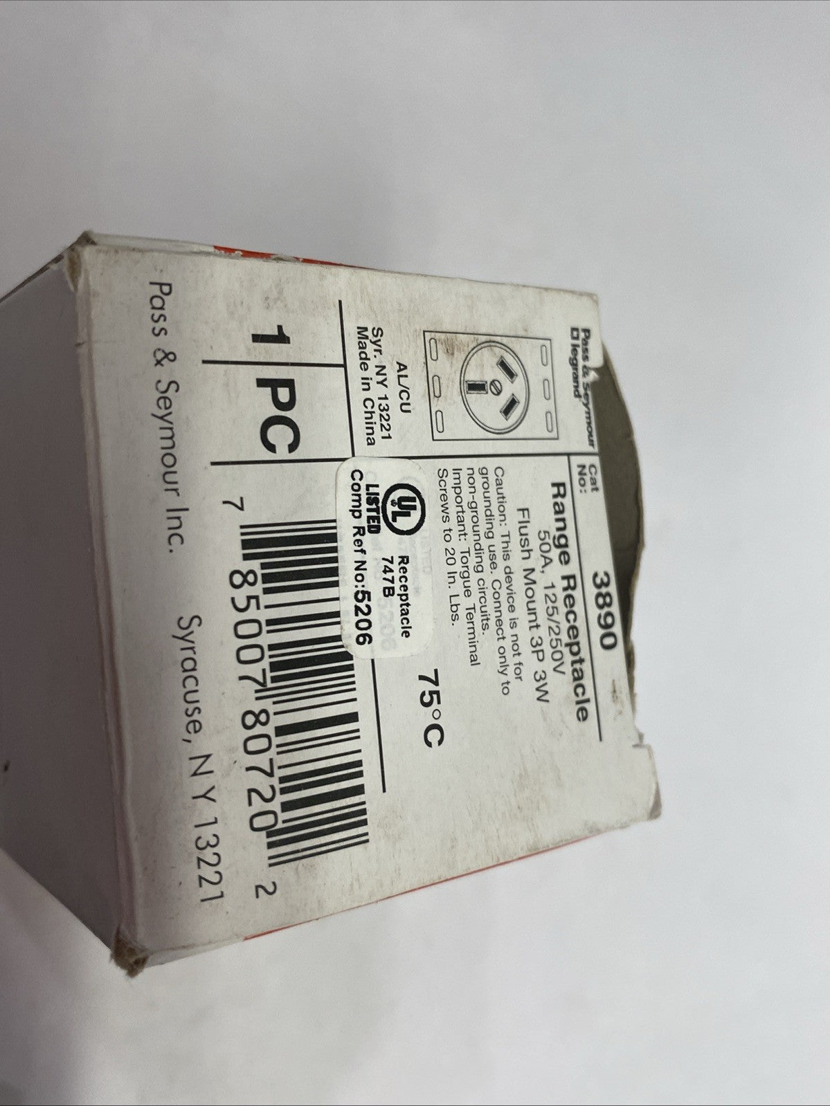 Pass & Seymour Legrand 3890 Straight Blade Range Receptacle 50A 125/250V - Maverick Industrial Sales