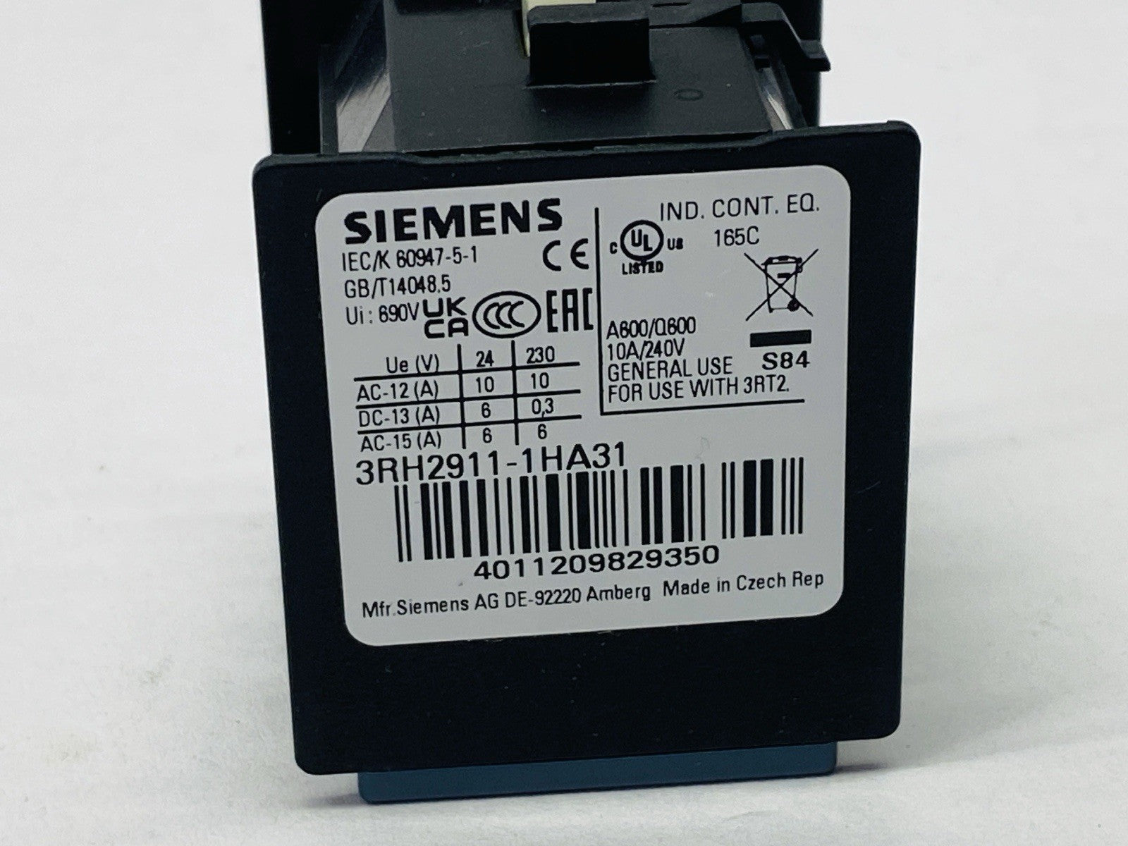 Siemens 3RH2911-1HA31 Auxiliary Switch Block 3 NO + 1 NC - Maverick Industrial Sales