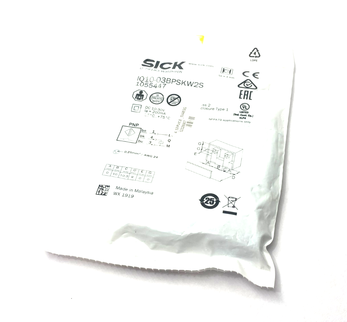 Sick IQ10-03BPSKW2S Inductive Proximity Sensor 1055447 - Maverick Industrial Sales