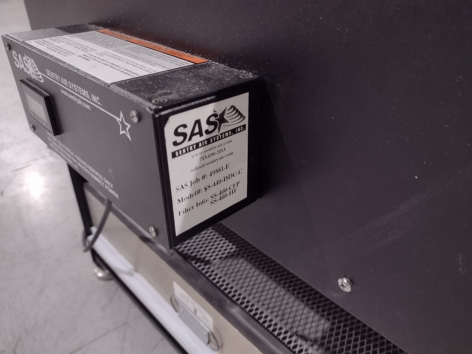 SAS Sentry Air Systems SS-440-DDC-C Blower Cabinet for Downdraft 10" 700CFM 110V - Maverick Industrial Sales
