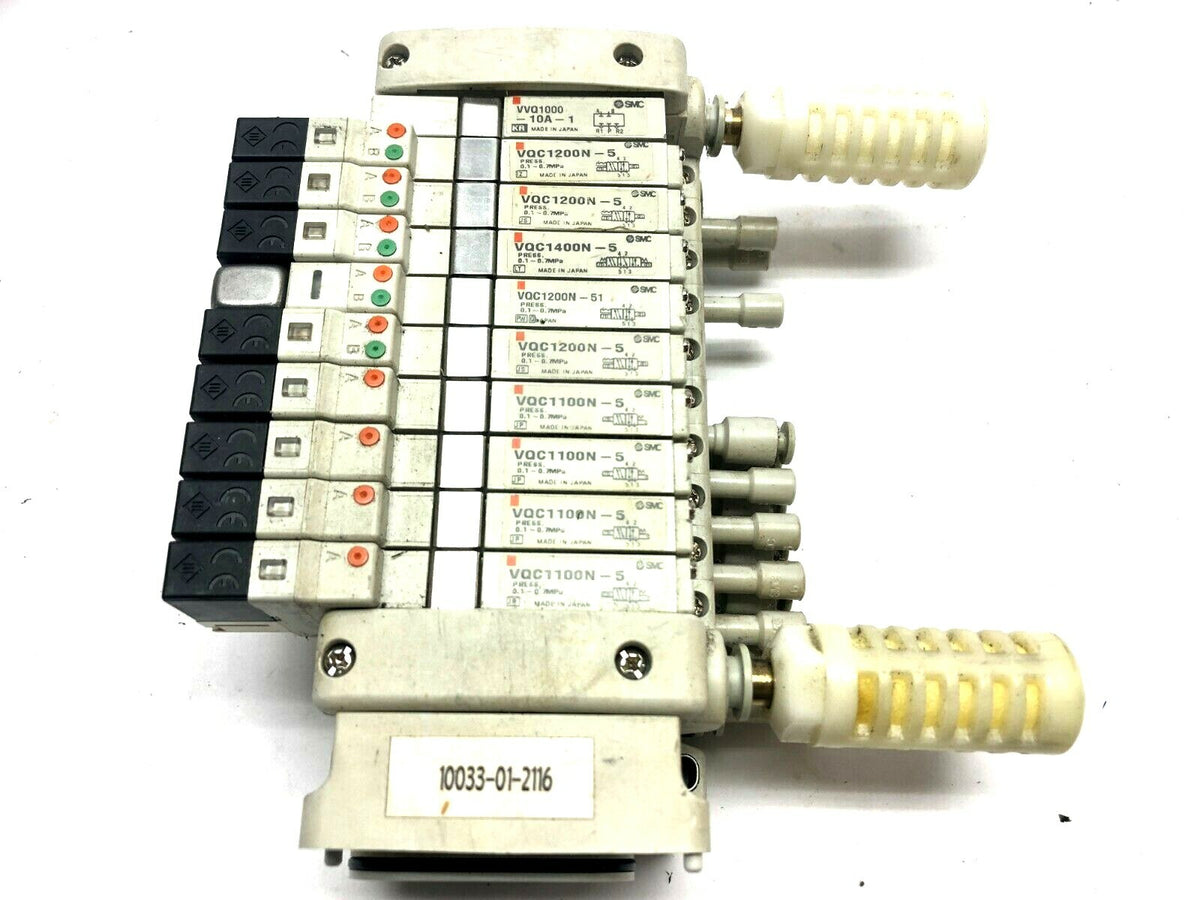 VV5QC11-10C6FD0 | SMC Manifold Base w/ Solenoids 1000 Series - Used - Maverick Industrial Sales