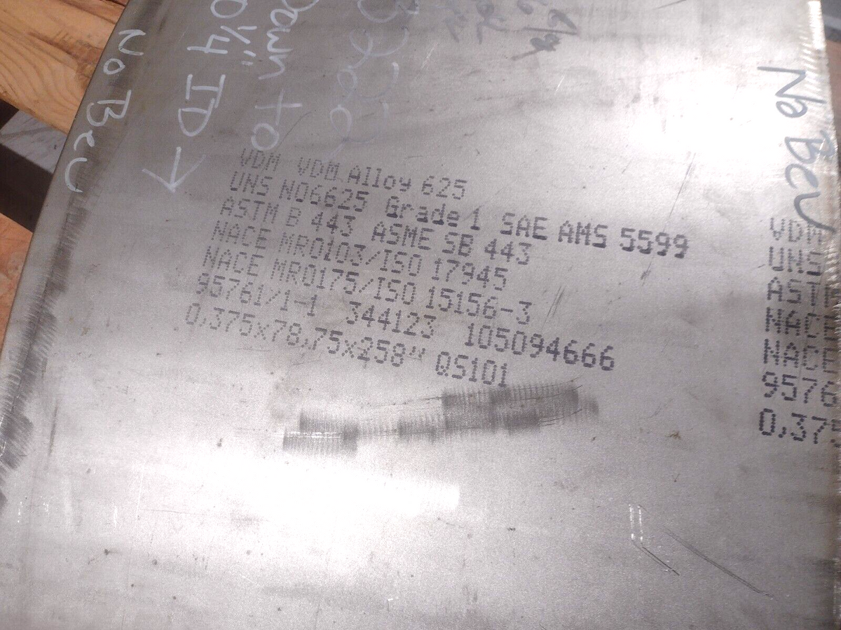 Alloy 625 | VDM 18”x 36-⅜” x 0.375” Sheet ASTM B 443 Nicrofer 6020 hMo - New – Open box - Maverick Industrial Sales