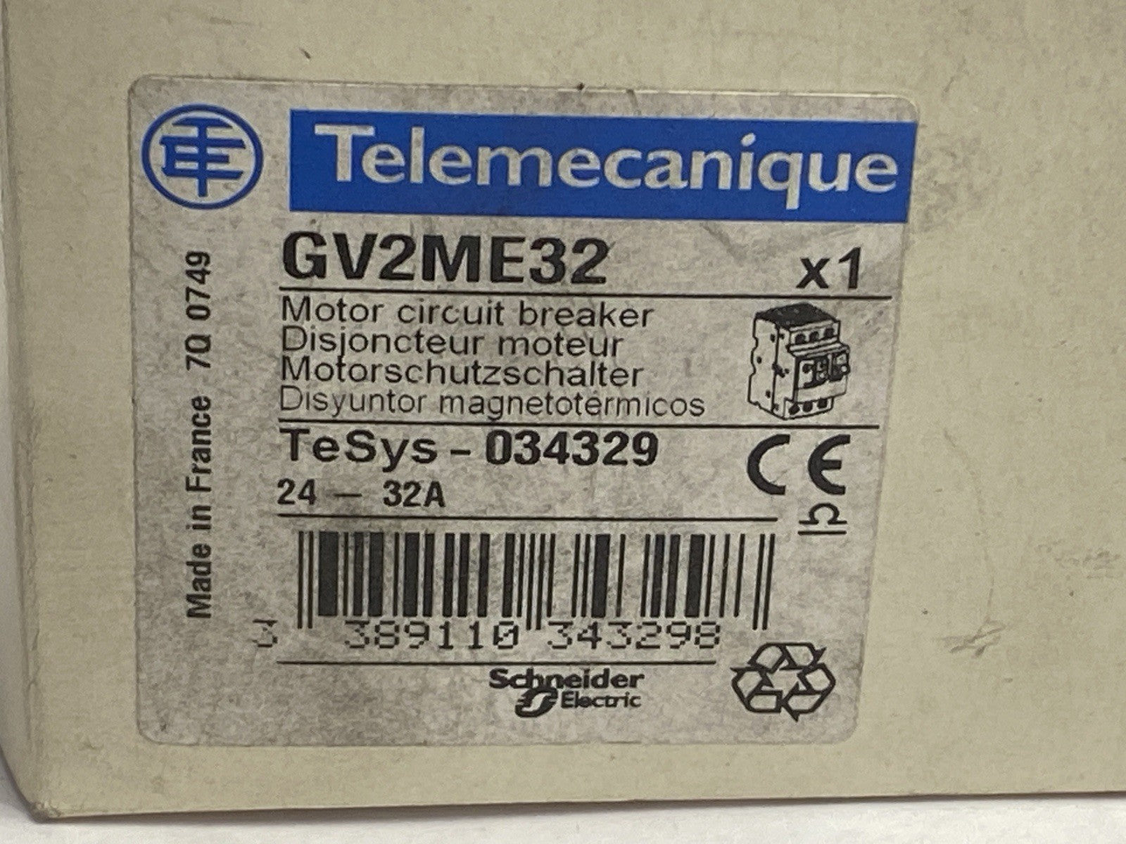 Schneider Electric GV2ME32 Telemecanique Motor Circuit Breaker 24-32A - Maverick Industrial Sales