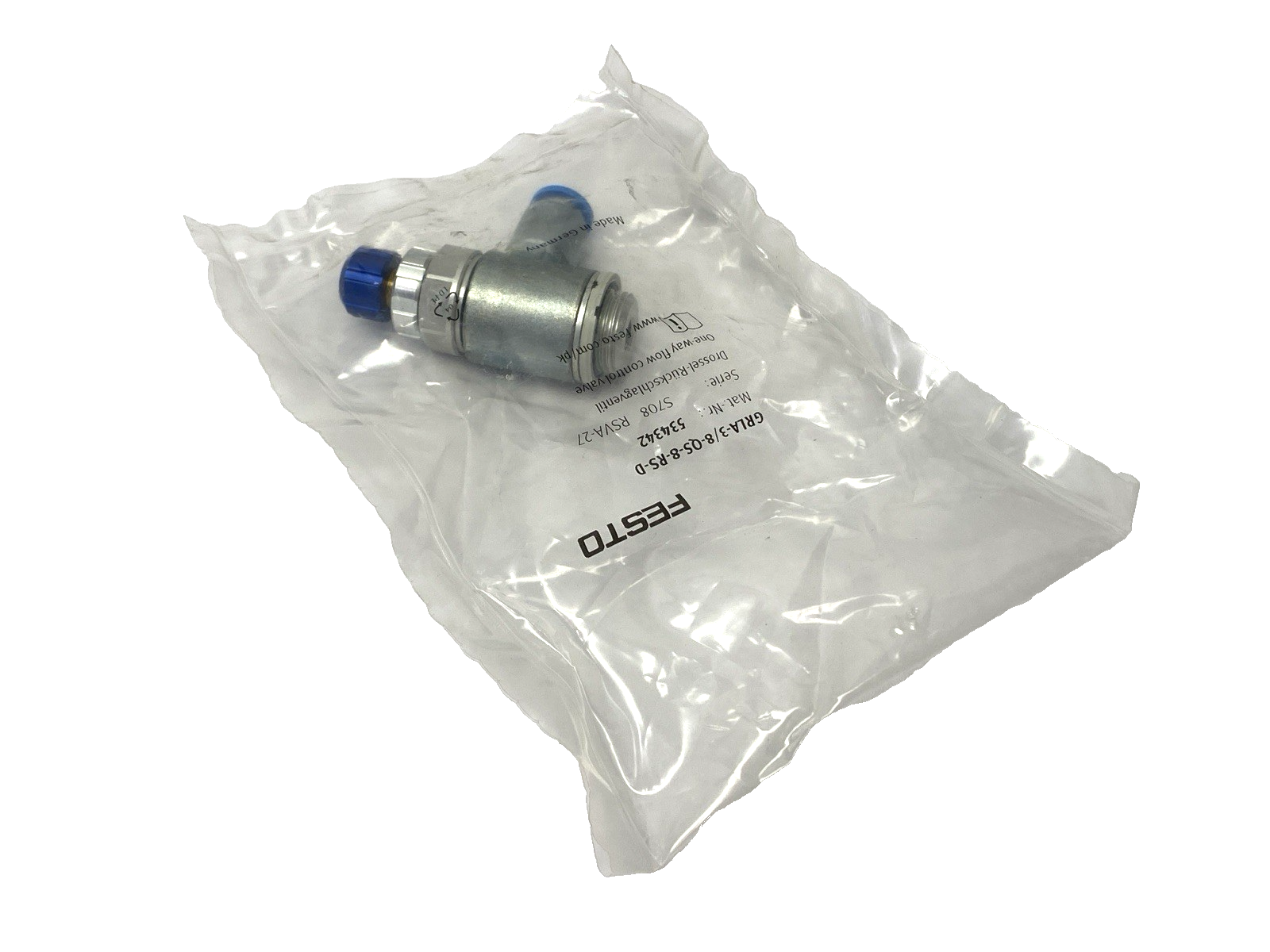 Festo GRLA-3/8-QS-8-RS-D One-Way Flow Control Valve 534342 - Maverick Industrial Sales