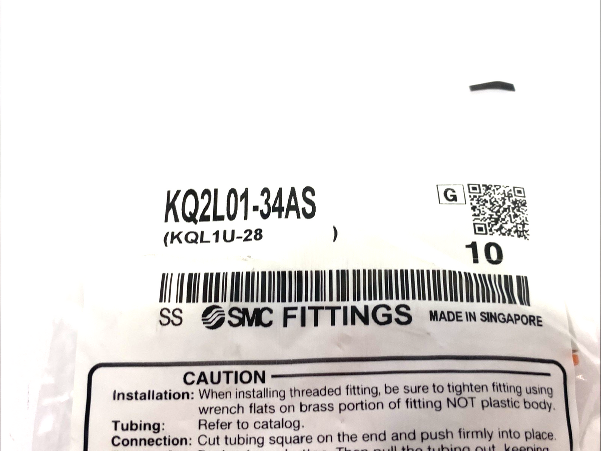 KQ2L01-34AS | SMC One-Touch Pneumatic Male Elbow Connector Fitting 10-PACK - New - Maverick Industrial Sales
