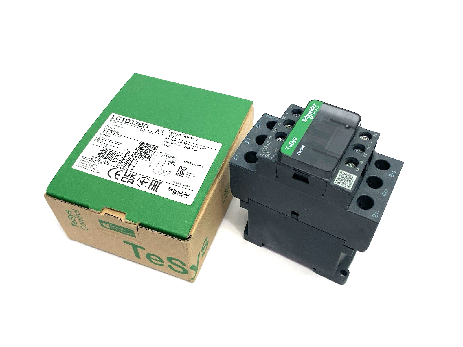 Schneider Electric LC1D32BD IEC Contactor, TeSys Deca, Non-Reversing, 32A - Maverick Industrial Sales