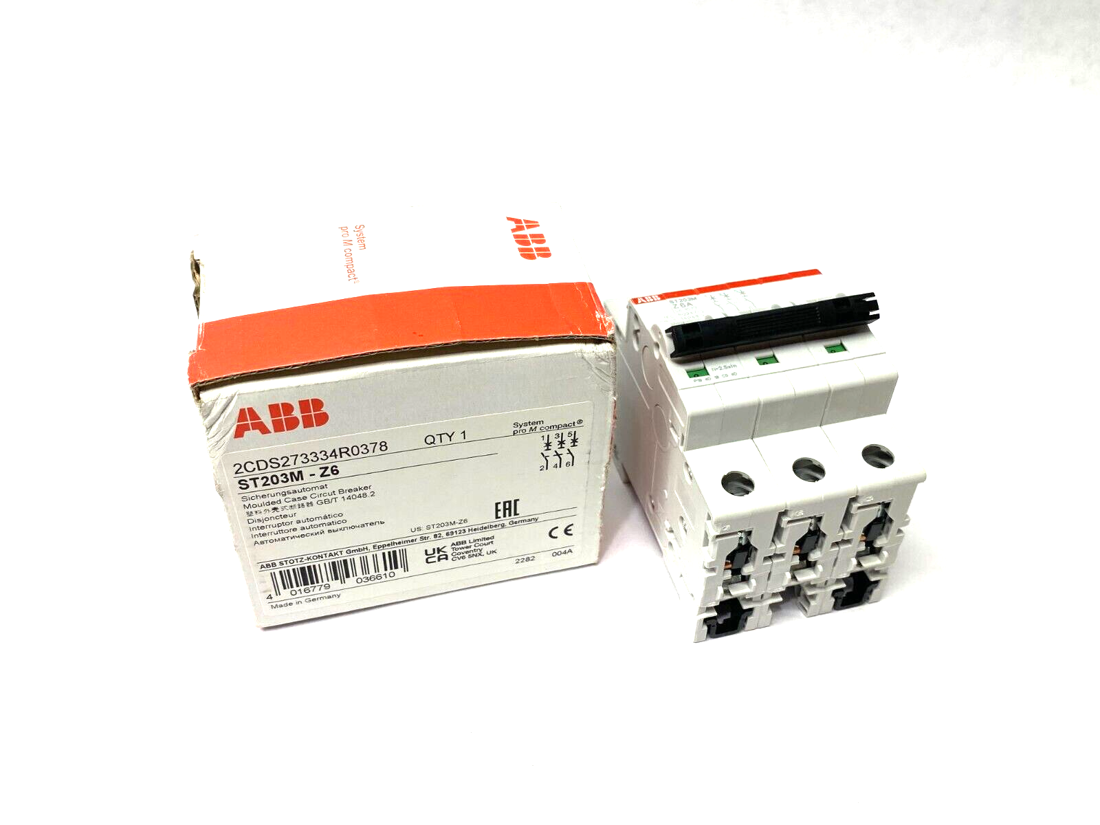 ABB 2CDS273334R0378 proM compact System Circuit Breaker 3-Pole ST203M-Z6 - Maverick Industrial Sales
