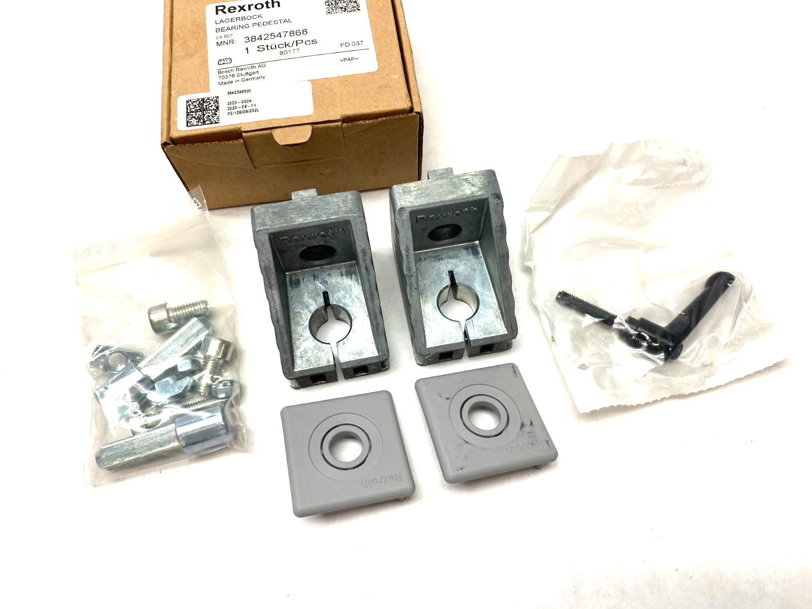 Bosch Rexroth 3842547868 Bearing Pedestal Silver Set Gray Caps - Maverick Industrial Sales